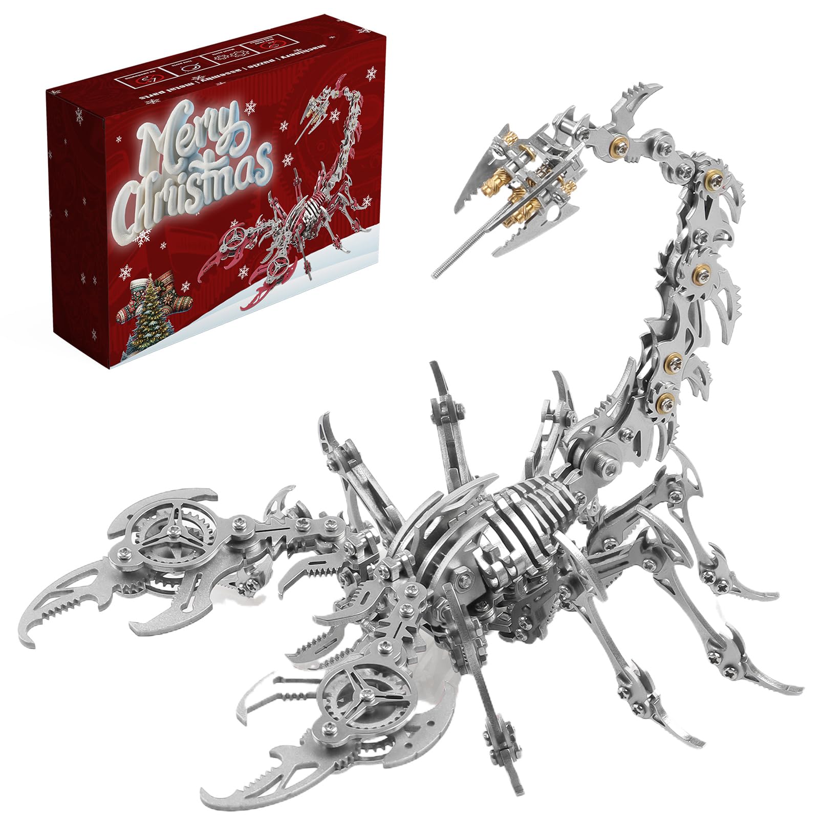 Metalkitor Scorpion 3D Metal Puzzles Kits for Adults – 454 Pcs – Mechanical Assembly Models – 4 Hours to Build – Ideal and Desk Decorations(Silver) — image 1