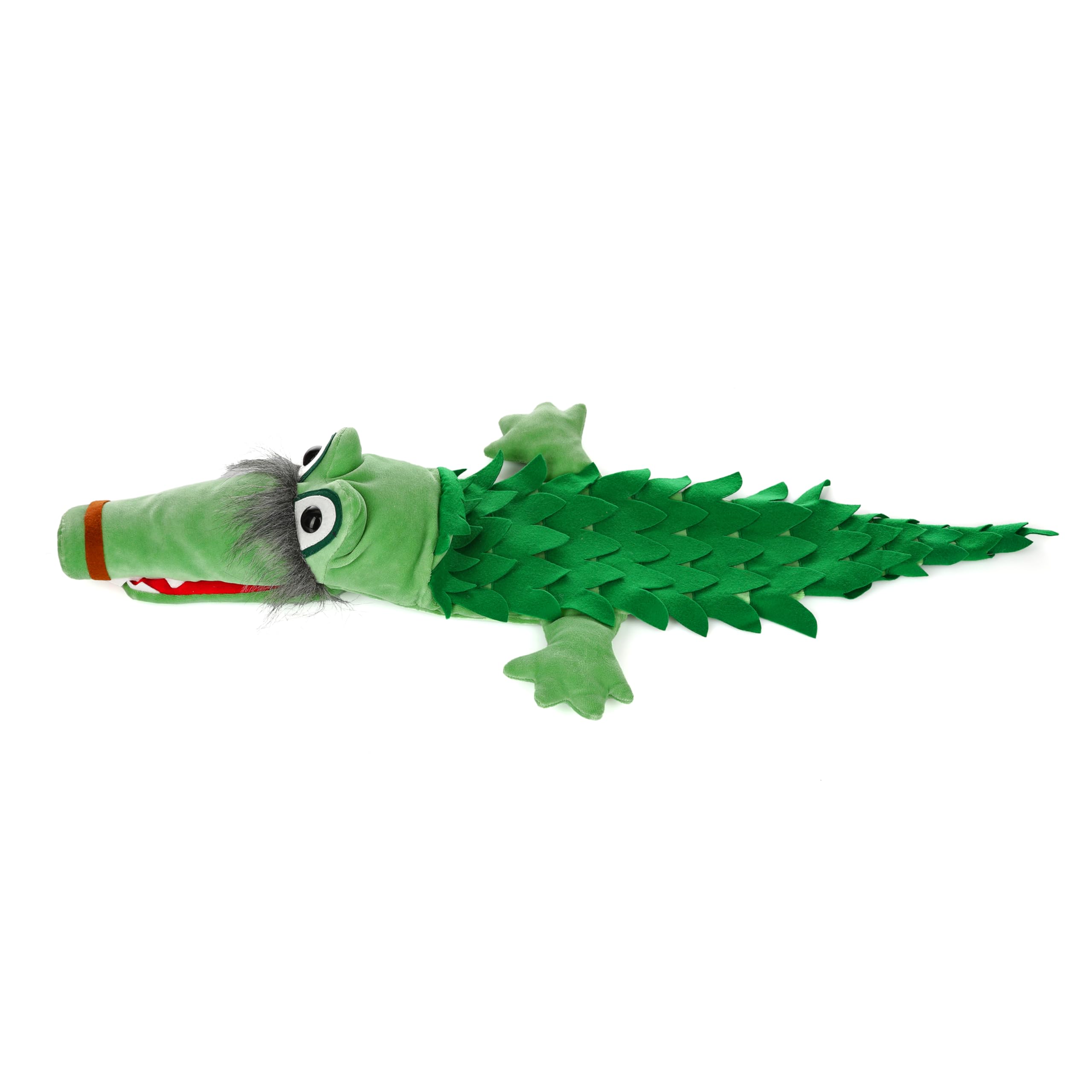 Handpuppe Drache Dagobert – 80 cm – Textilhandpuppe mit Kulleraugen & großem Maul – Handgefertigt – Urania Puppentheater Lizenz