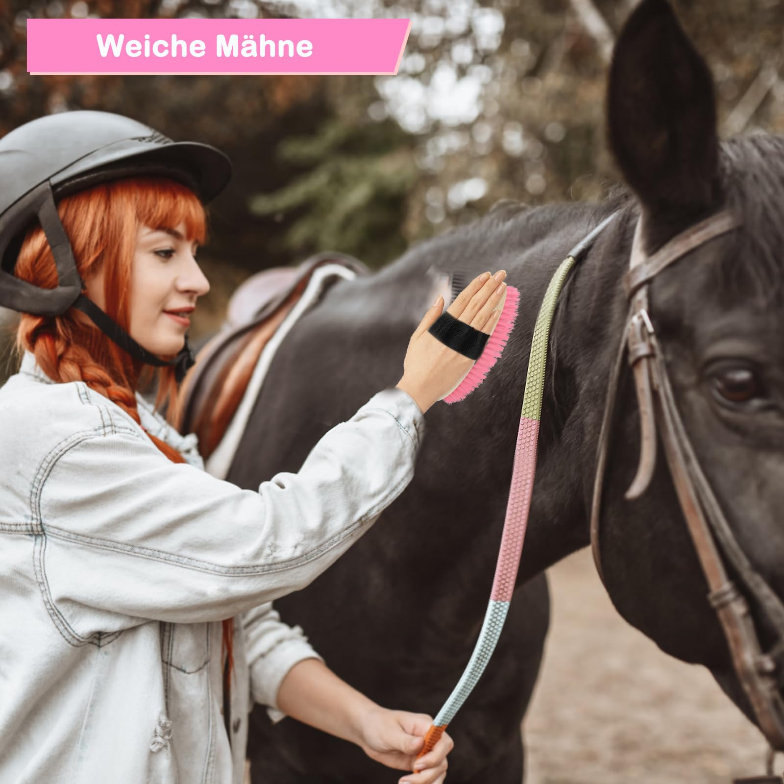 Kit de toilettage pour chevaux 9 pièces avec sac de transport, kit de nettoyage pour chevaux avec brosses souples et dures en bois, grattoir à sabot, crinière, grattoir à soudure, etc