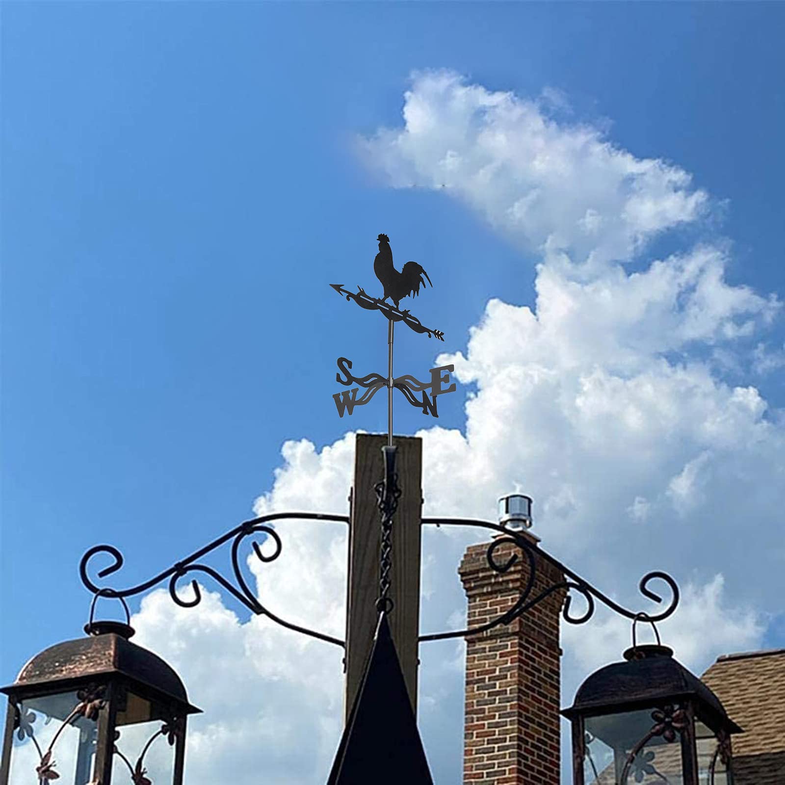 DEAVER Girouette sur Piquet de Jardin avec Ornement de Coq, indicateur de Direction du Vent pour décoration de Patio, Cour, Utilisation Facile – Coq
