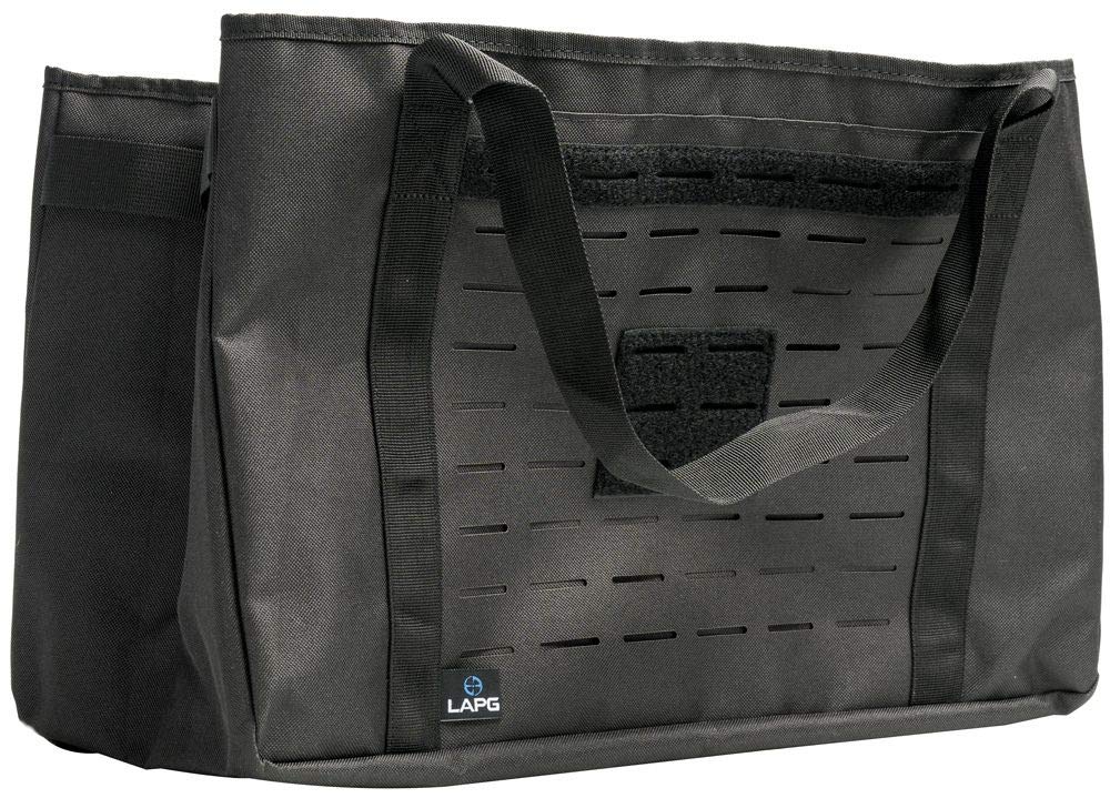 LAPG MOLLE Tactical Collapsible Tote Bag, Large Reusable Foldable Grocery Bag, Lightweight & Durable Multiuse Shopping Bag, Black