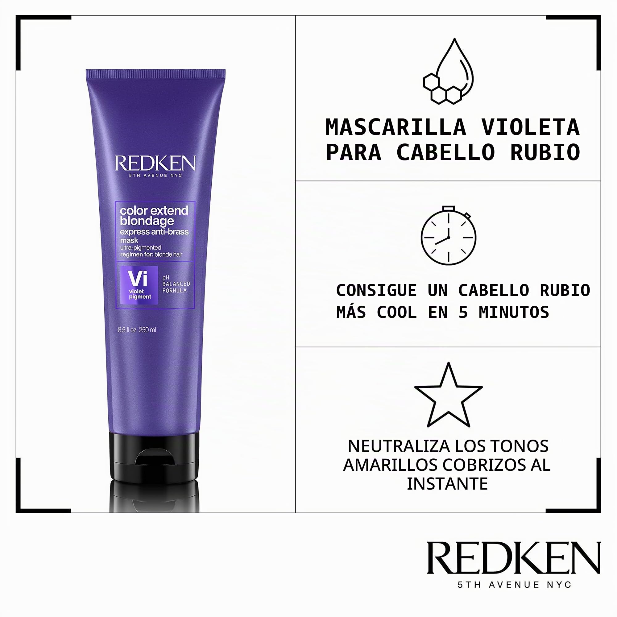 Redken, Mascarilla para el Cuidado del Color para Cabello Rubio, Color Extend Blondage, 250 ml