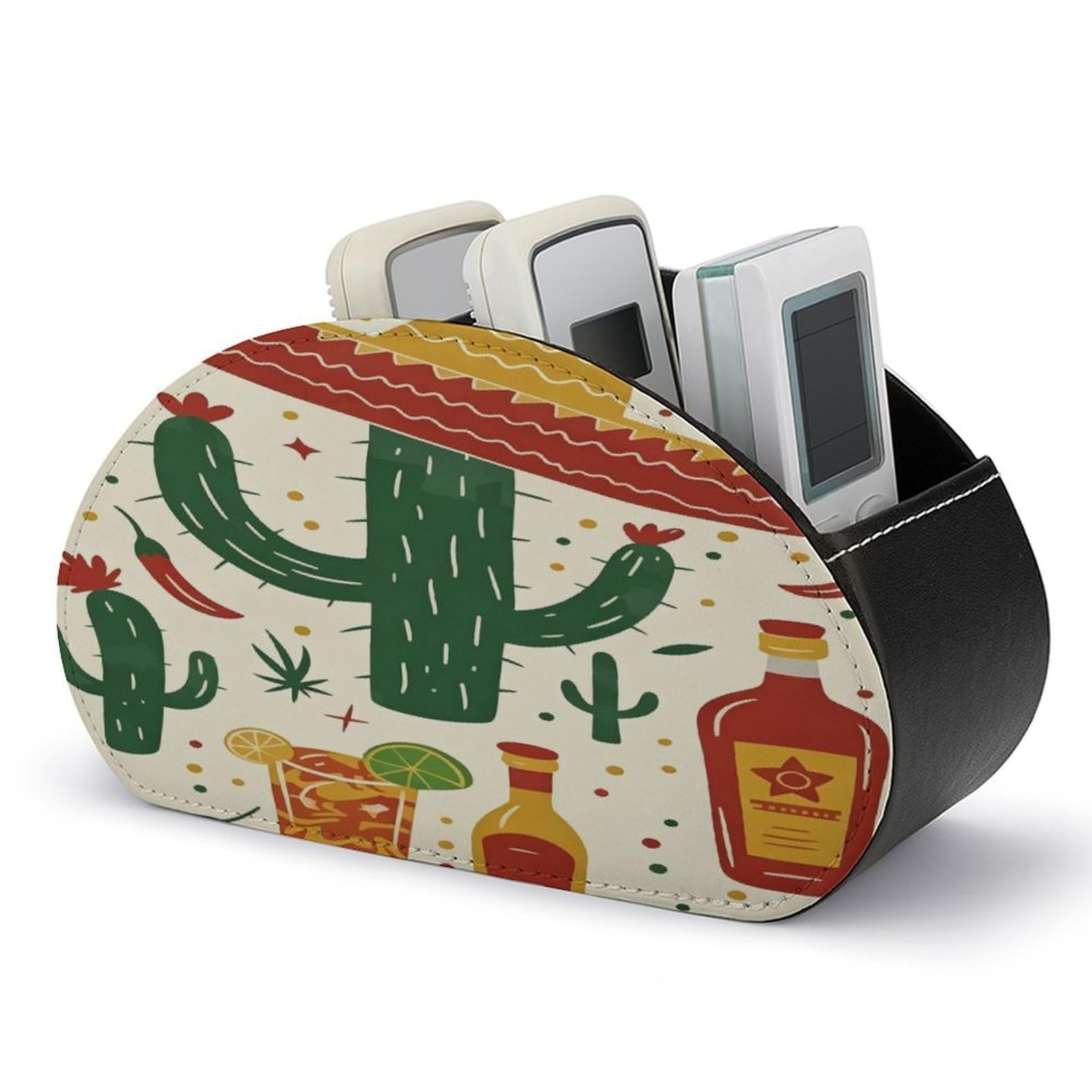 Btcowzrv Style Mexican Cactus Remote Control Holder With 5 Compartments