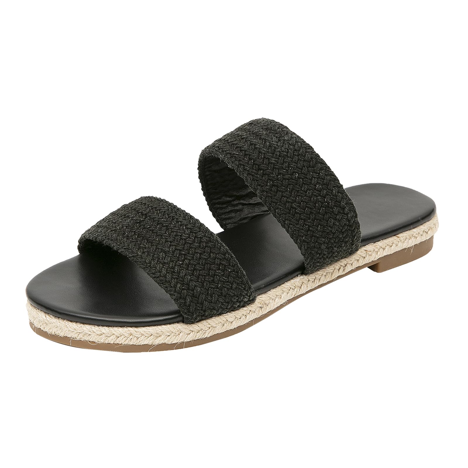 GATUXUS Women's Espadrille Slides Flat Sandals Open Toe Braided Straps Slip On Summer Beach Flats Shoes