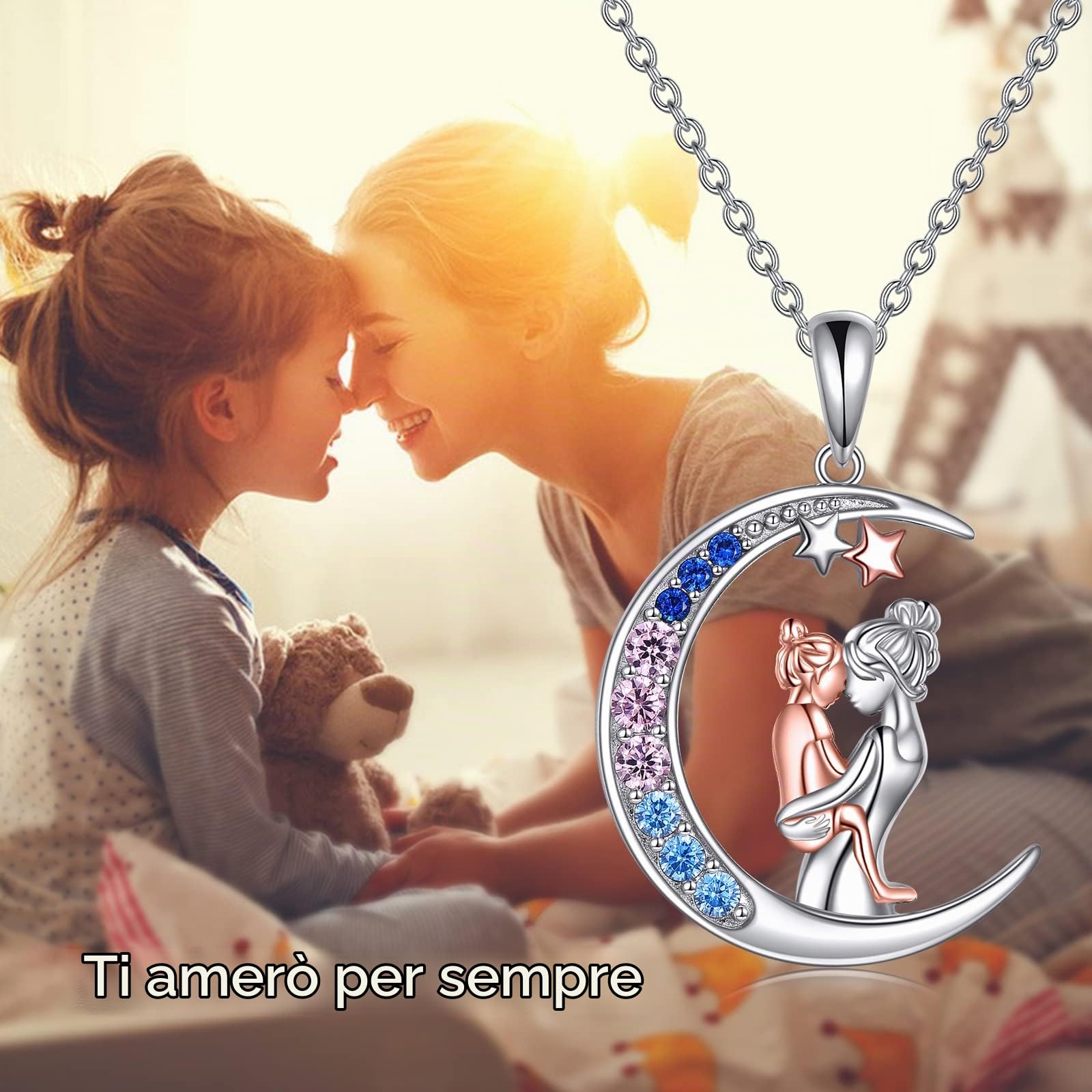 Collane a goccia Infinity in argento sterling 925 per donna, collana con ciondolo in zirconi per la festa della mamma, catena per mamma, gioielli per il compleanno, regali per le donne, ragazza, mamma e figlia