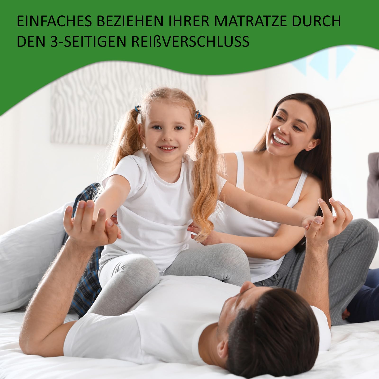 TULENA Matratzenbezug 90 x 200 cm Weiß 21 cm hoch | Waschbarer Matratzenschoner mit Reißverschluss aus Baumwolle | Atmungsaktiv, angenehm weich | als Ersatz Bezug | Öko-Tex Zertifiziert