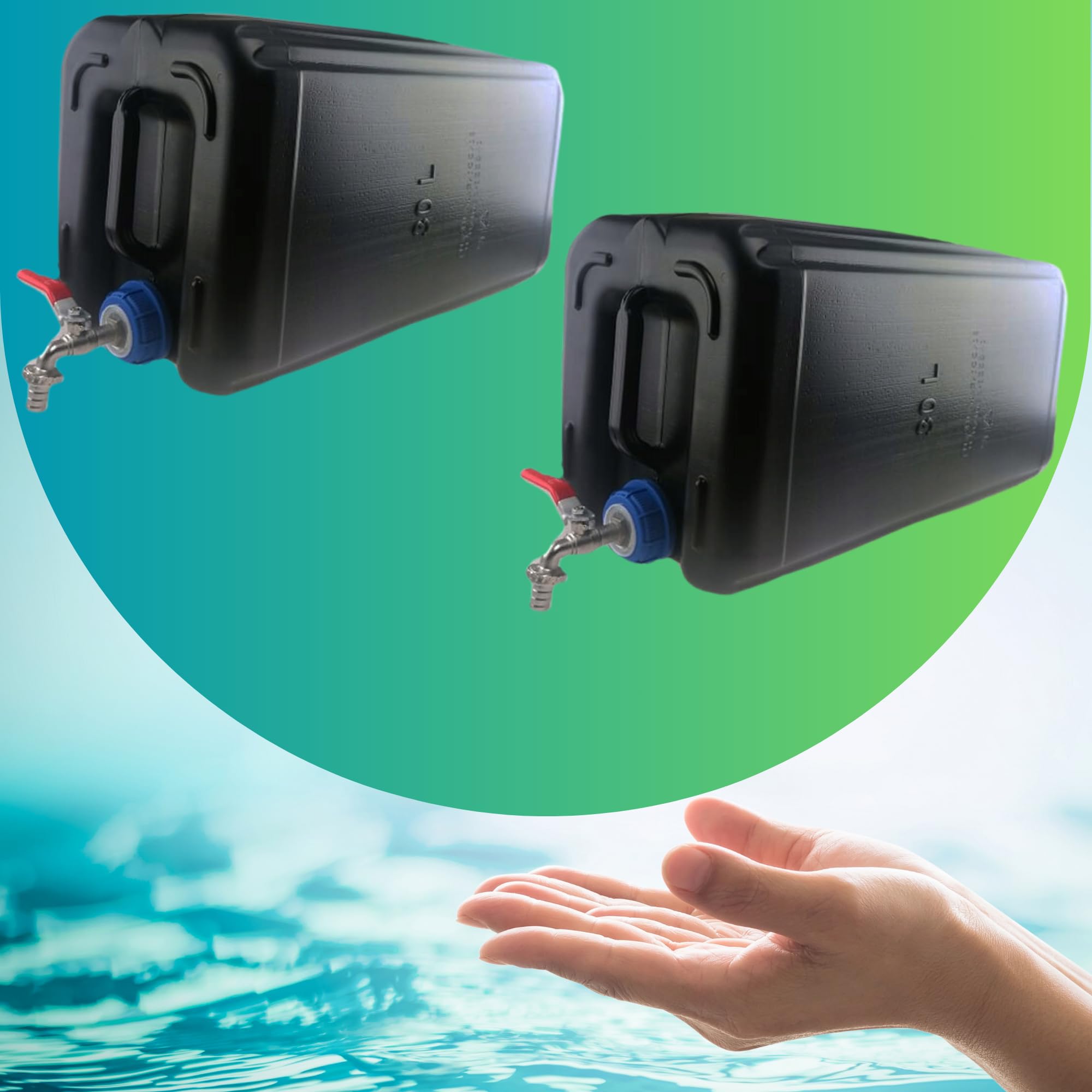 Bote de agua de 30 litros, de plástico, depósito de agua con grifo, juego de 2 unidades, depósito de agua, bote de agua potable, bote de repuesto, bidón de plástico, para el hogar, jardín, camping