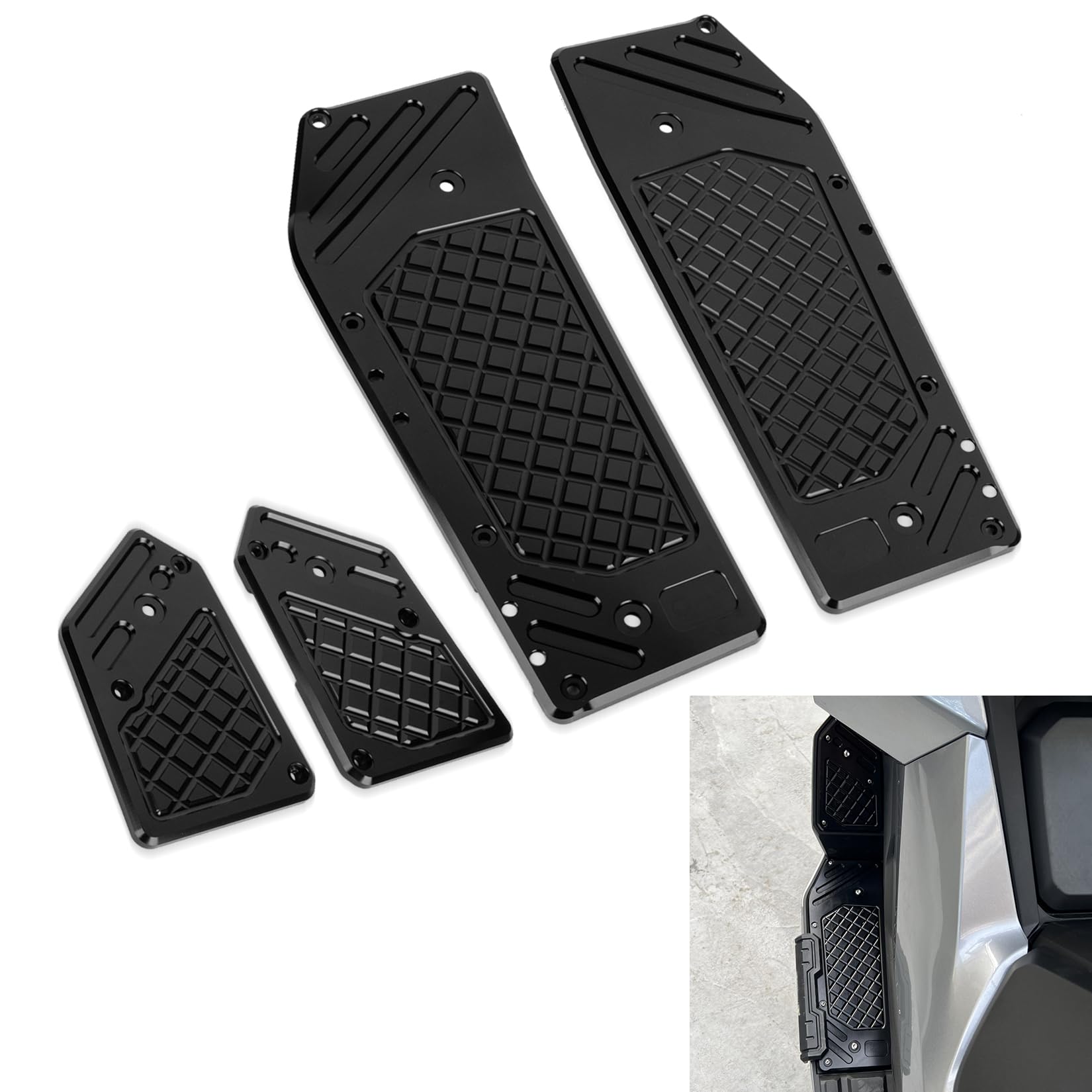 Repose-Pieds Pédale Avant pour ADV 350 2022 2023 2024 2025, PSLER Pédale pour Conducteur Accessoires Décoratifs en Aluminium CNC pour Motos(Noir)
