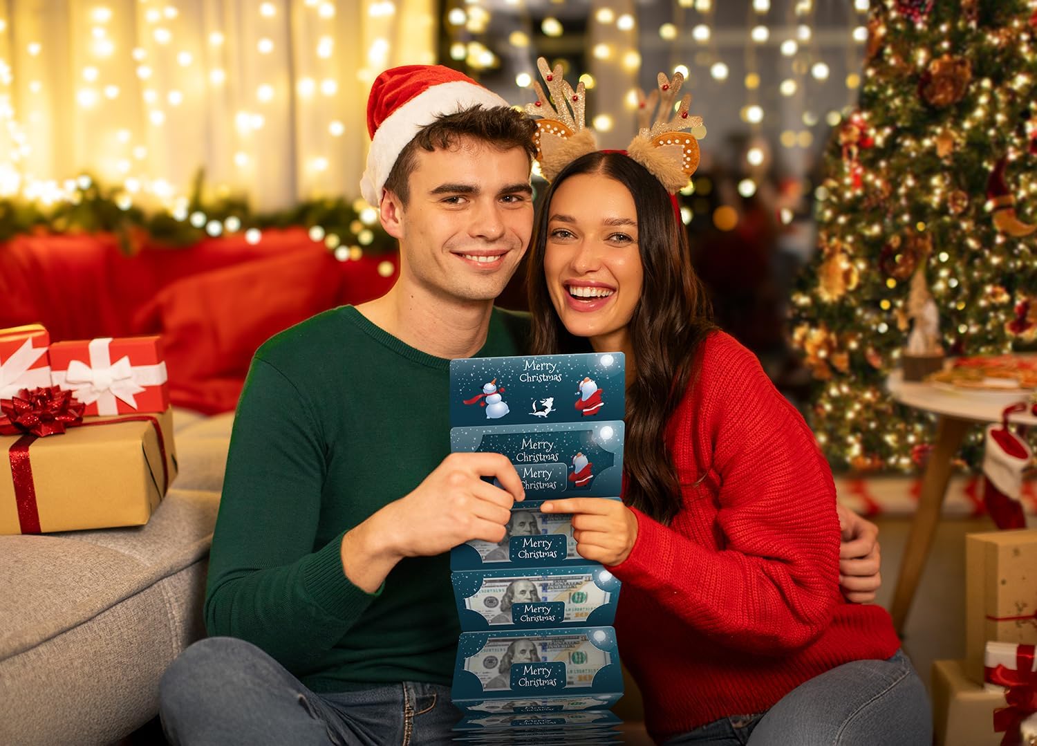 ysmile Christmas Cash Gift Envelope 11 Slot Xmas Holiday Money Holder with Greenting Card for Surprise - Snow Santa image 5