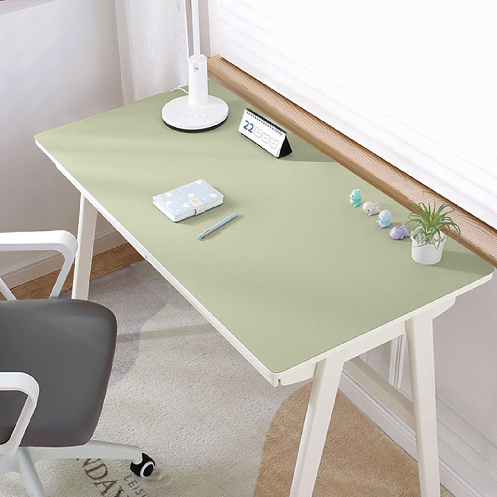 Tappetino da Ufficio Scrivania Pelle, Impermeabile, Antiscivolo, Tappetino Mouse Pad Grande, Sottomano Scrivania Pelle, Tappetini Protezione per Tavolo da Pranzo e Ufficio e Casa, (60×120cm,Green)