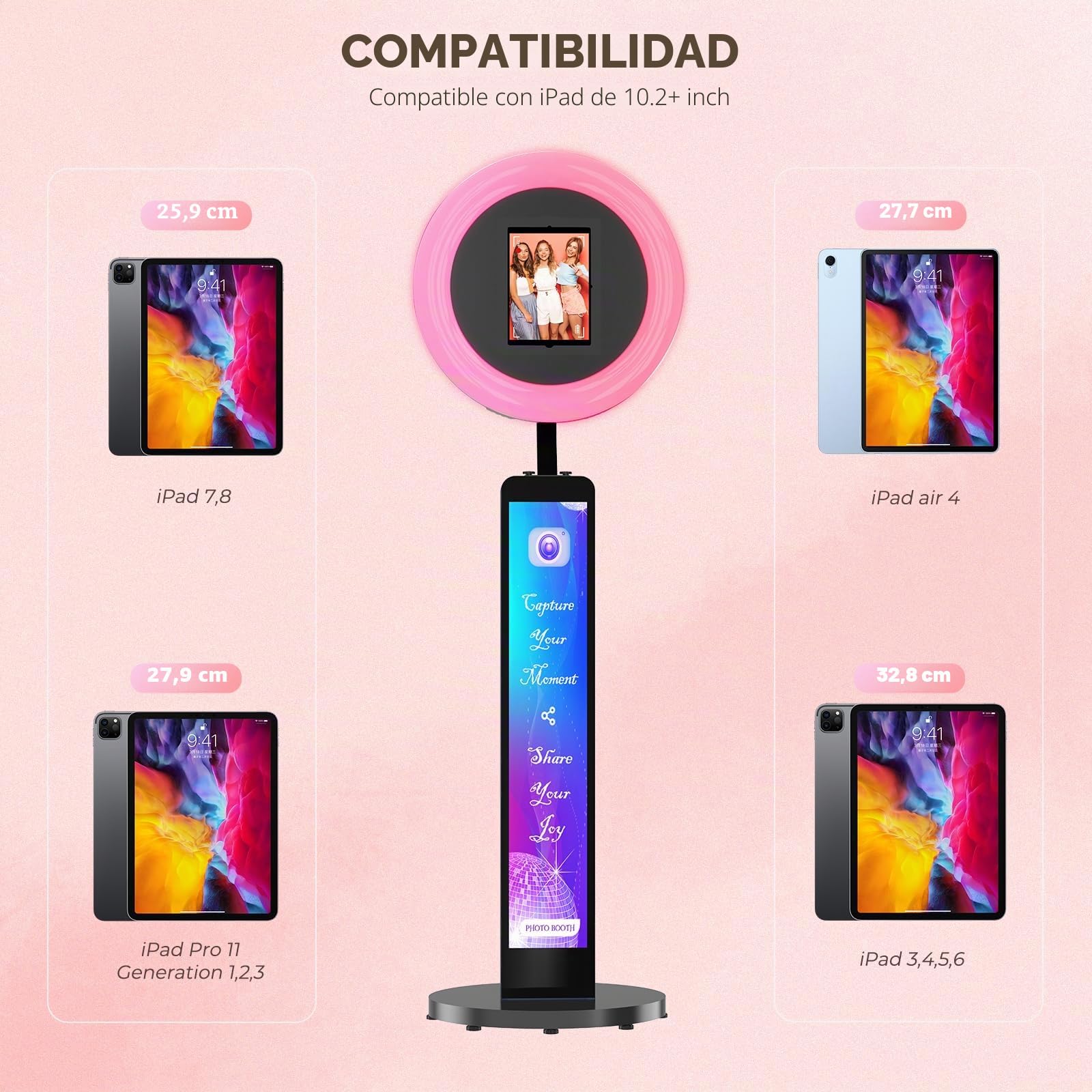 MWE Photo Booth con Flightcase, Personalización del Logotipo, Software de Soporte y Control Remoto, Ideal para Fiestas, Bodas y Alquileres, Youtube, Video, Tiktok Live (Caja de Luz, Negro)