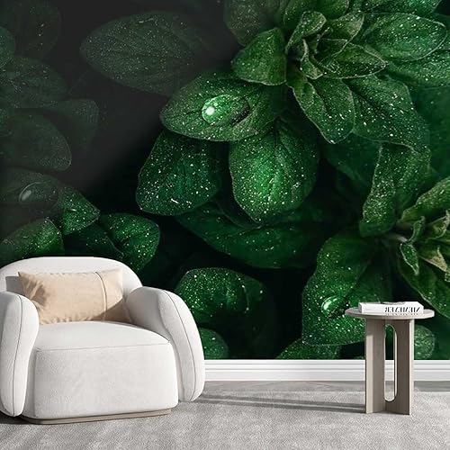 Papel tapiz para Pared De Sala Elegante Papel de contacto autoadhesivo floral verde, decoración de pared, casa de campo, espacio animado (W) 48