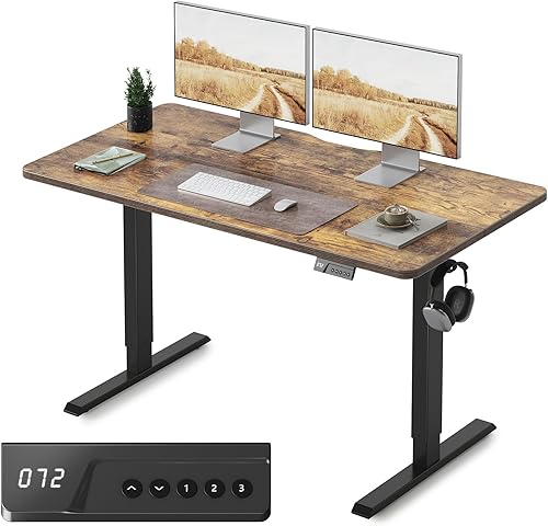 Miniatura 25 de FEZIBO Escritorio Eléctrico de Pie de Altura Ajustable, Escritorio de Sentarse y Pararse de 40 x 24 Pulgadas, Escritorio de Oficina en Casa, Negro