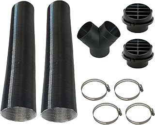 75mm/3inch Diesel Heater Exhaust Pipe Ducting Set,Car Parking Heater Air Vent Extender Accessories,Vent Outlet Y Branch Connector and Hose Clips for Webasto Eberspacher Propex 2KW 5KW 8KW Heaters