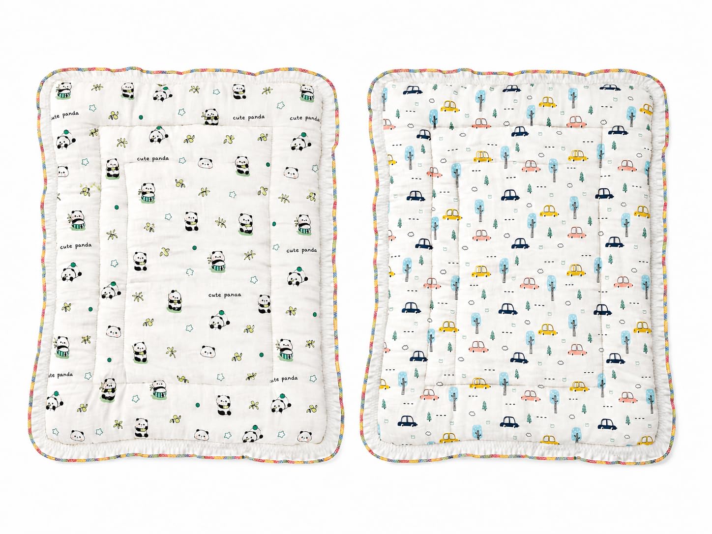 100% Muslin Cotton Baby Godadi for Newborn | Soft & Breathable Baby Quilt | Godari | Godi | Baby Bed | Mulmal Mat for 0-3 Years | Pack of 2 | Multicolor-image-1