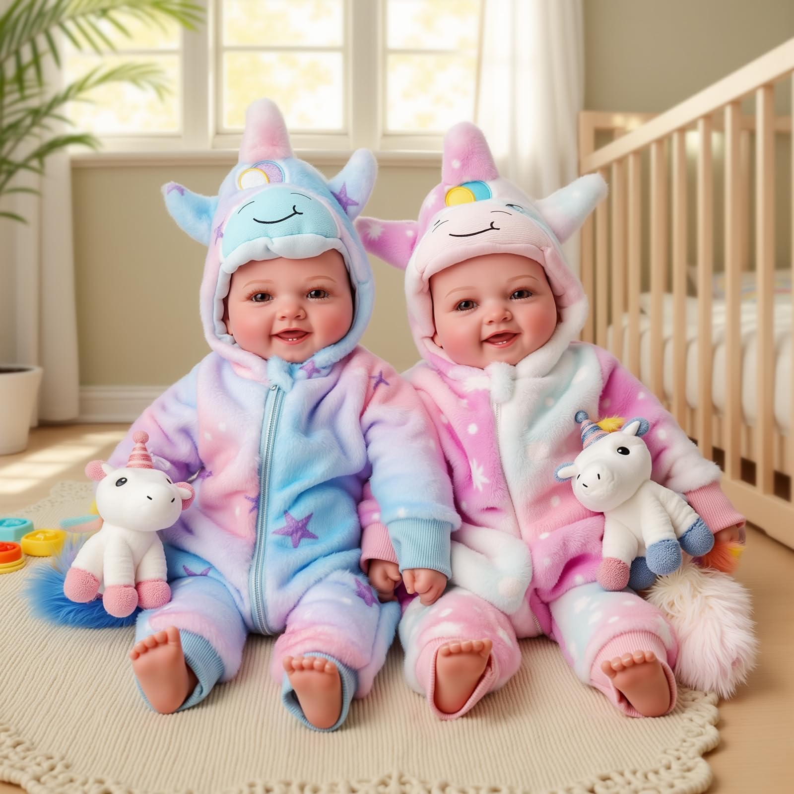 BABESIDE Twin Baby Dolls Boy and Girl - 17-inch Realistic Newborn Dolls with Soft Cloth Body - Lifelike Baby Dolls for Pretend Play - Age 3 Years+