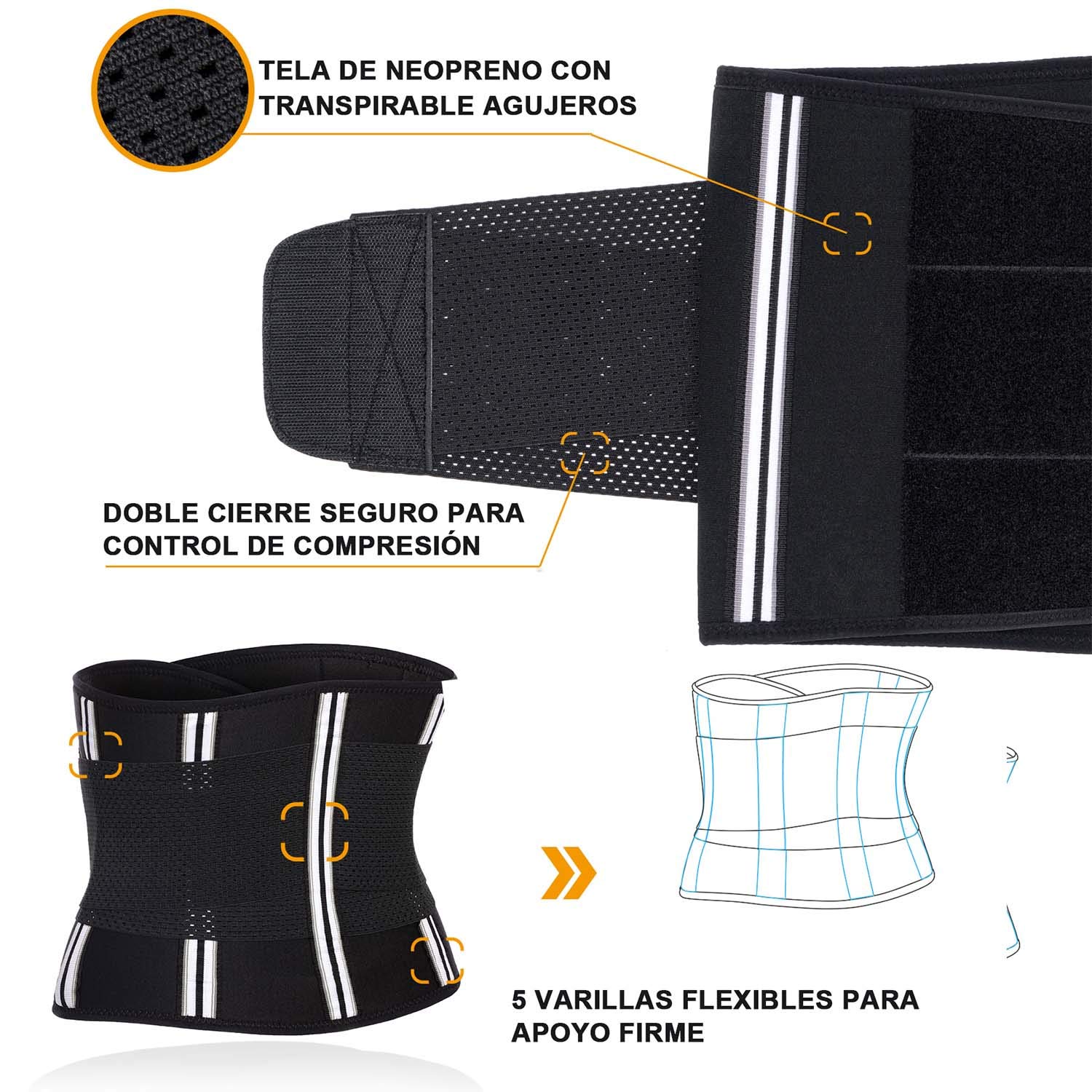 Faja Deporte Entrenador de Cintura Faja Reductora Faja de Fitness Neopreno Cintura Fajas Deportivas Lumbar Hombre Waist Trainer