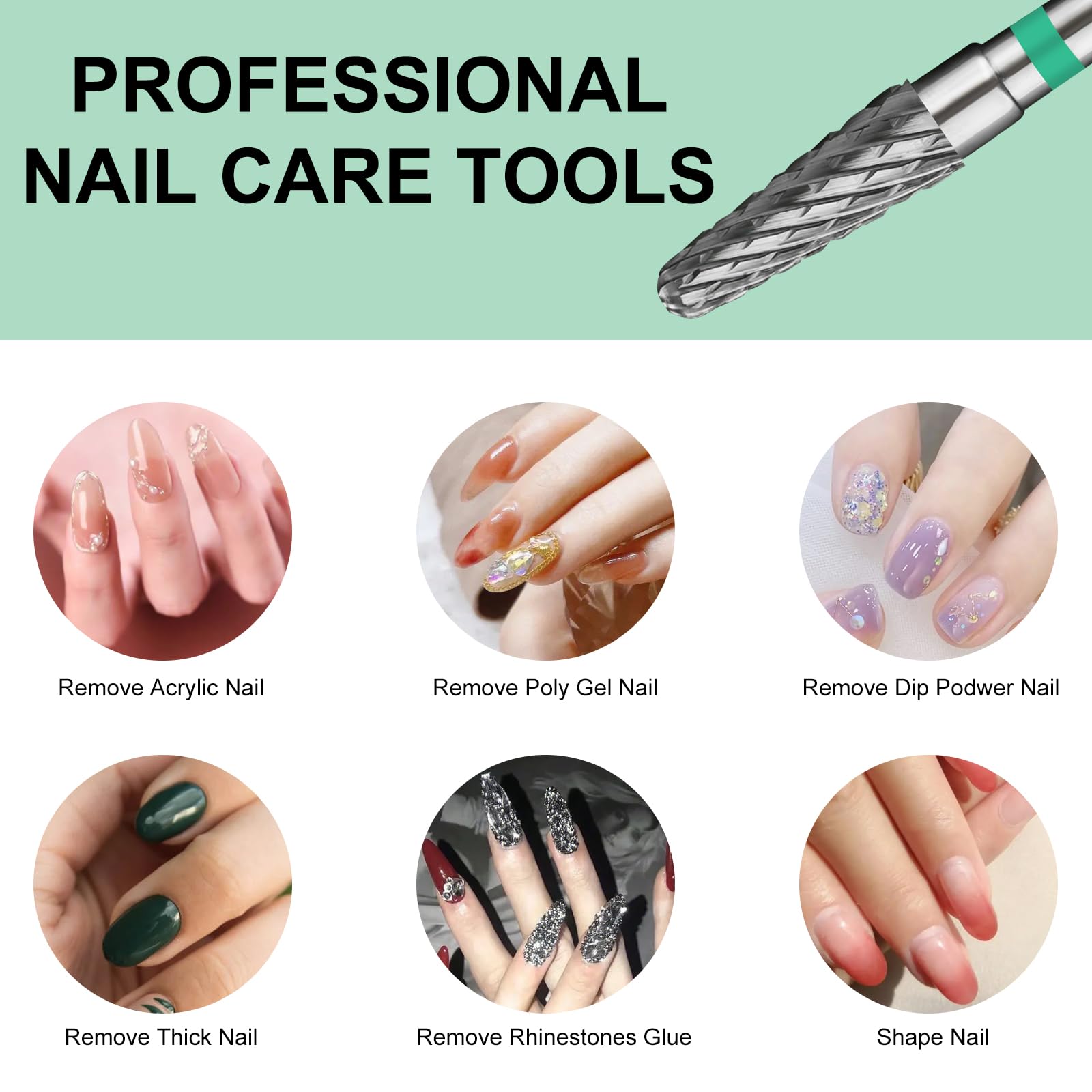 Punte fresa unghie coniche,punta per trapano elettronica per unghie in carburo di tungsteno a forma di cono per unghie in gel acrilico Rimozione nail forms per unghie,3/32 pollici(Grossolano)
