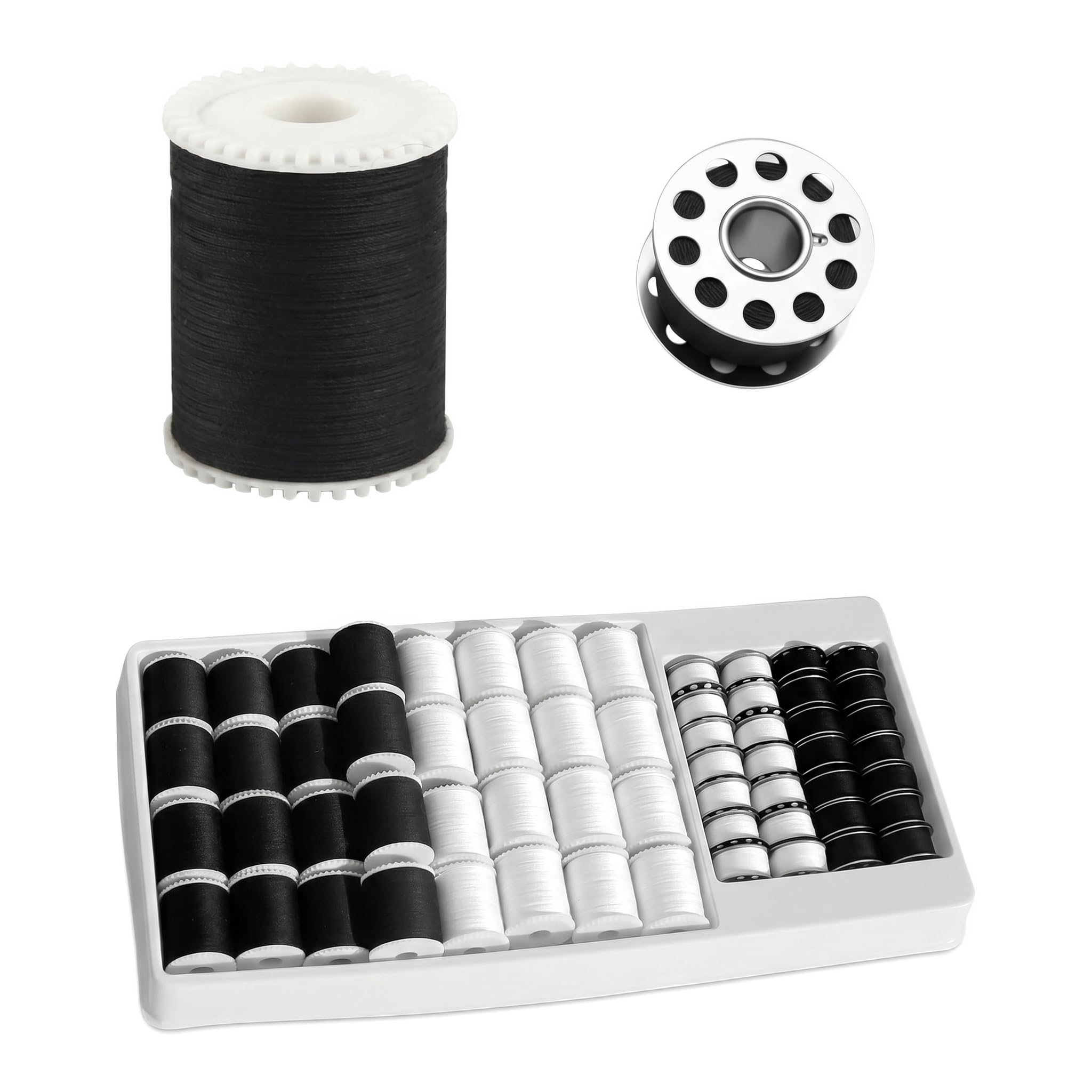 Sewing Thread, 60 Pcs Black and White Sewing Machine Threads with Needle