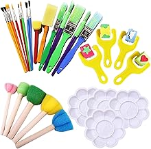 28 Pcs Teens Paint Brushes, Paint Brush Set Teen, Colorful Paintbrushes, Some Brushes Have Random Colors Toddler Painting Set Suitable for Early Childhood DIY Learning of teen's art Painting