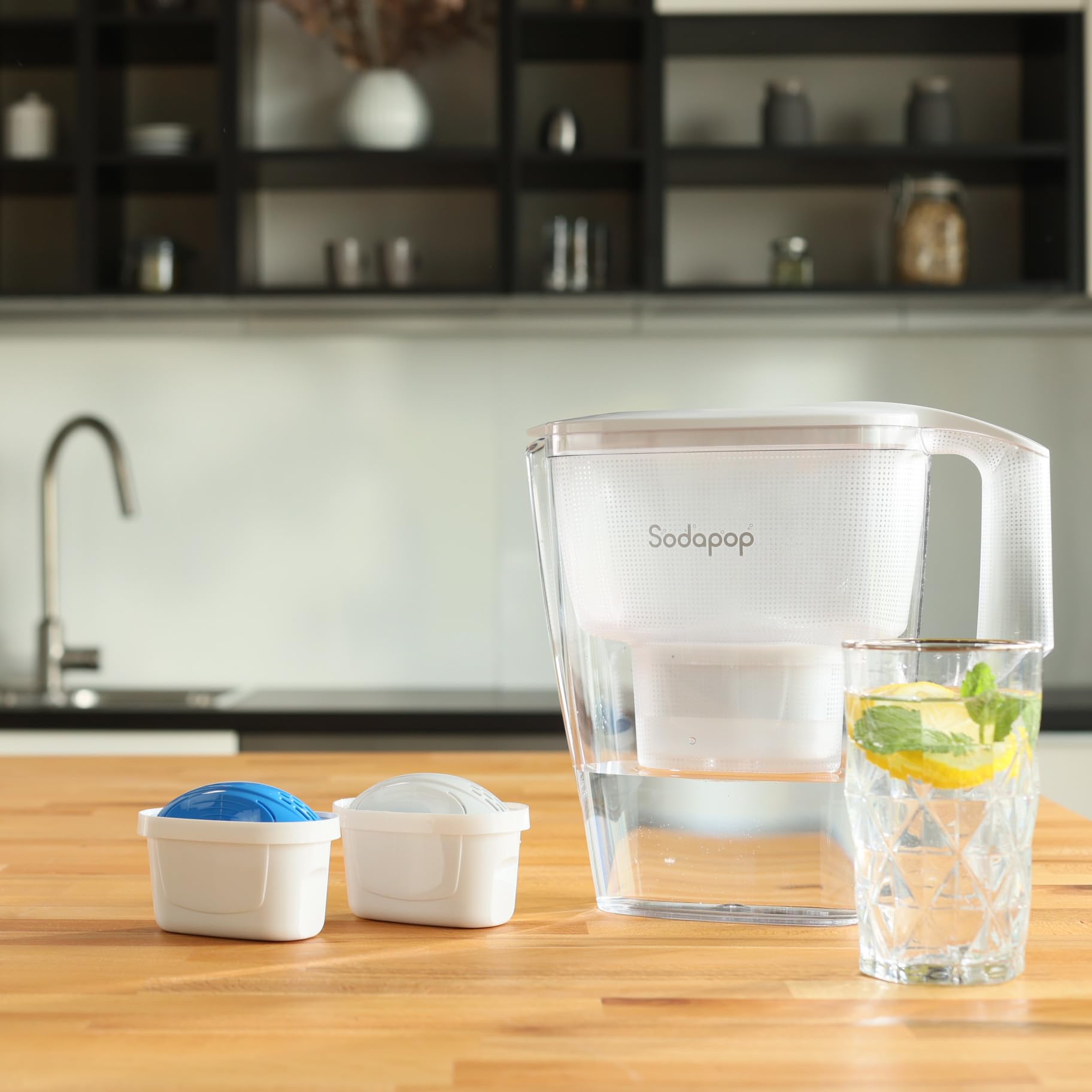 Sodapop Wkłady filtrujące do wody, 3 sztuki, kompatybilne z BRITA®* Maxtra®*, Maxtra +®* i Maxtra Pro®* dzbanki filtrujące do wody wraz z systemem PerfectFit*, redukują substancje zakłócające smak w