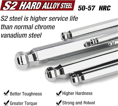 Vista 11 de DURATECH Allen - Juego de llaves hexagonales, 27 piezas de brazo largo SAE y métrico Torx Star Ball End