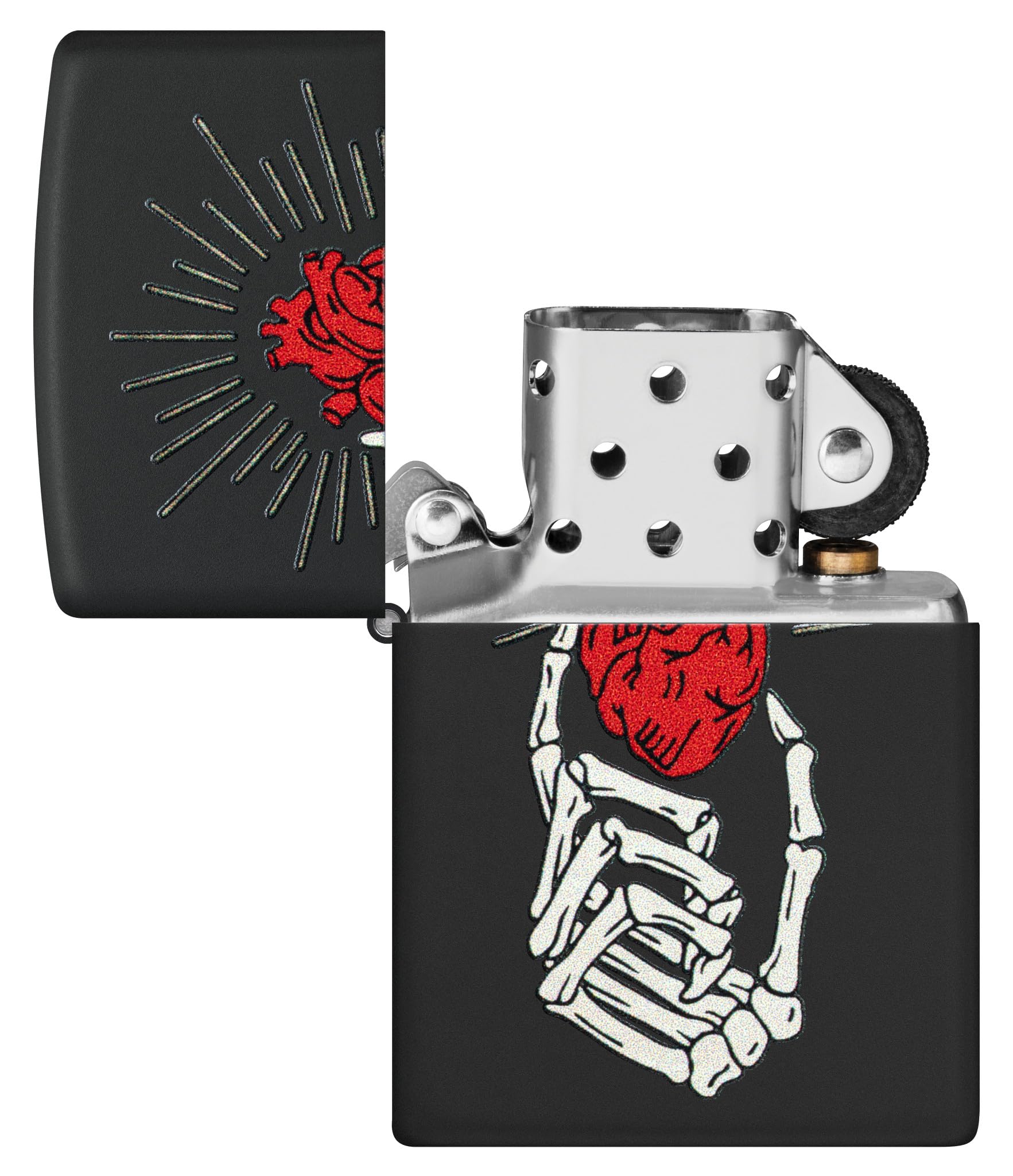 Zippo Sturmfeuerzeug - Heart in Hand Design - Schwarz Matt - Colour Image - Nachfüllbar - Wiederverwendbar - Windfestes Design - Geschenkbox - Made in USA