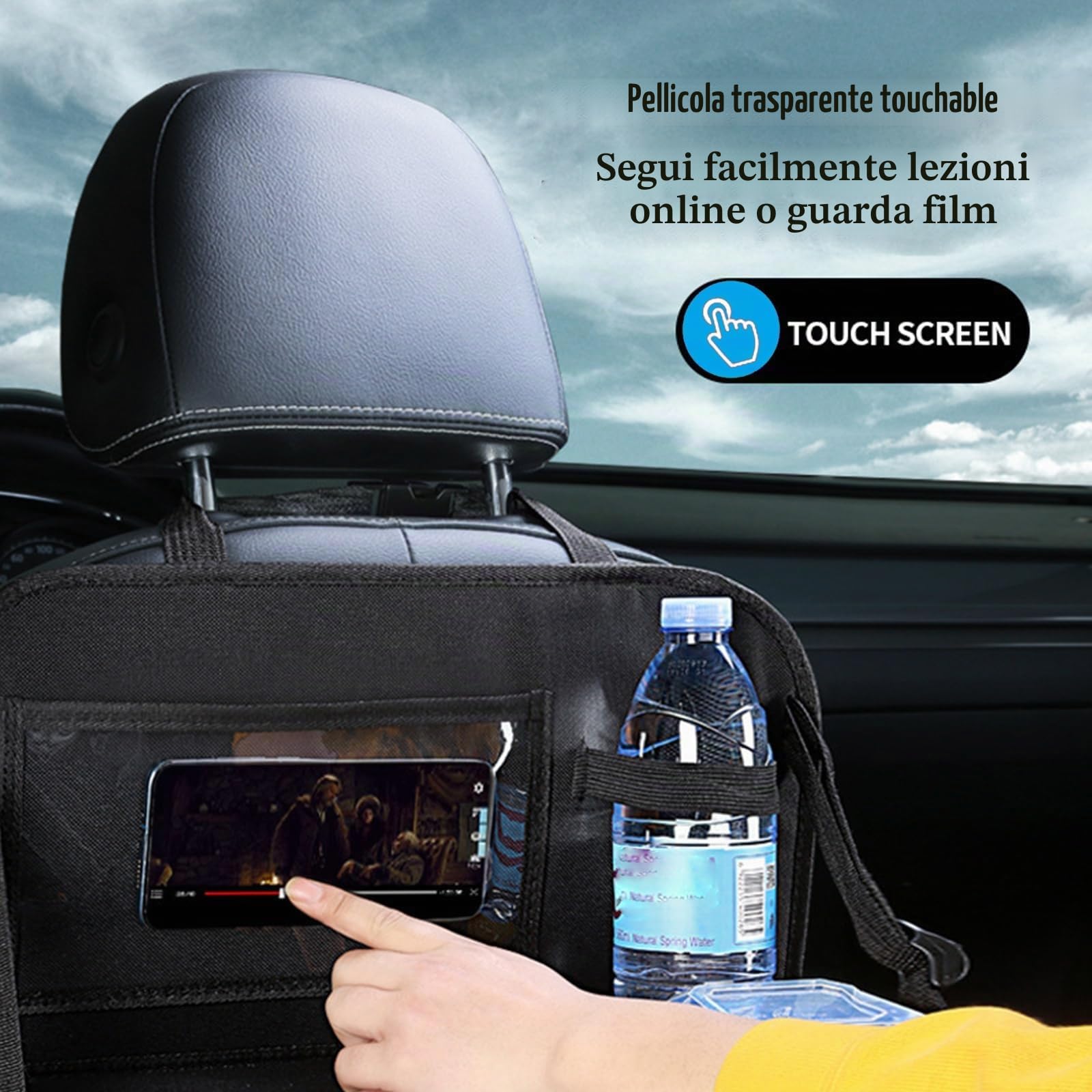2 Pcs Protezione Sedile Auto Bambini con Tavolino Pieghevole,Proteggi Organizzatore Sedile Posteriore,Impermeabile Organizer per Seggiolino Auto,Universale