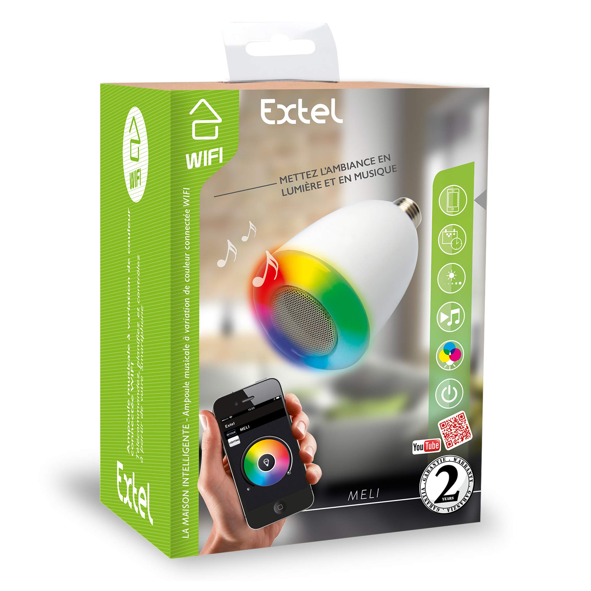 EXTEL - Ampoule Musicale à Variation de Couleur E27 Meli -