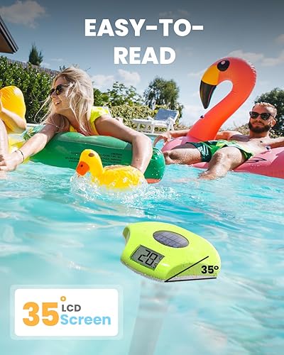 Miniatura 8 de BALDR Termómetro flotante de fácil lectura, termómetro solar para piscina con pantalla digital, IPX8 impermeable para jacuzzis, inmersión fría y