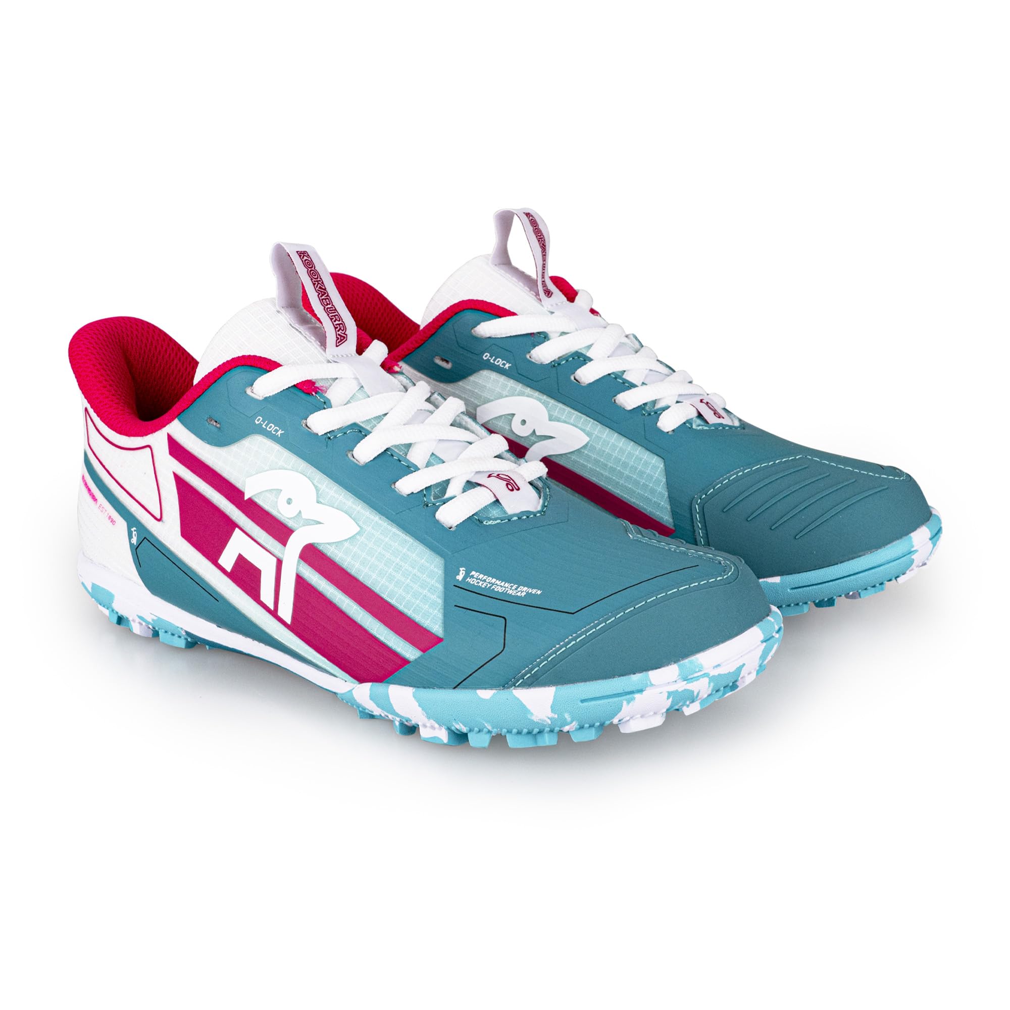 Kookaburra Orbit Junior Hockey Shoe – Size Junior 2 - Mint/Pink | Lightweight with EVA Midsole Cushioning & All-Surface Grip