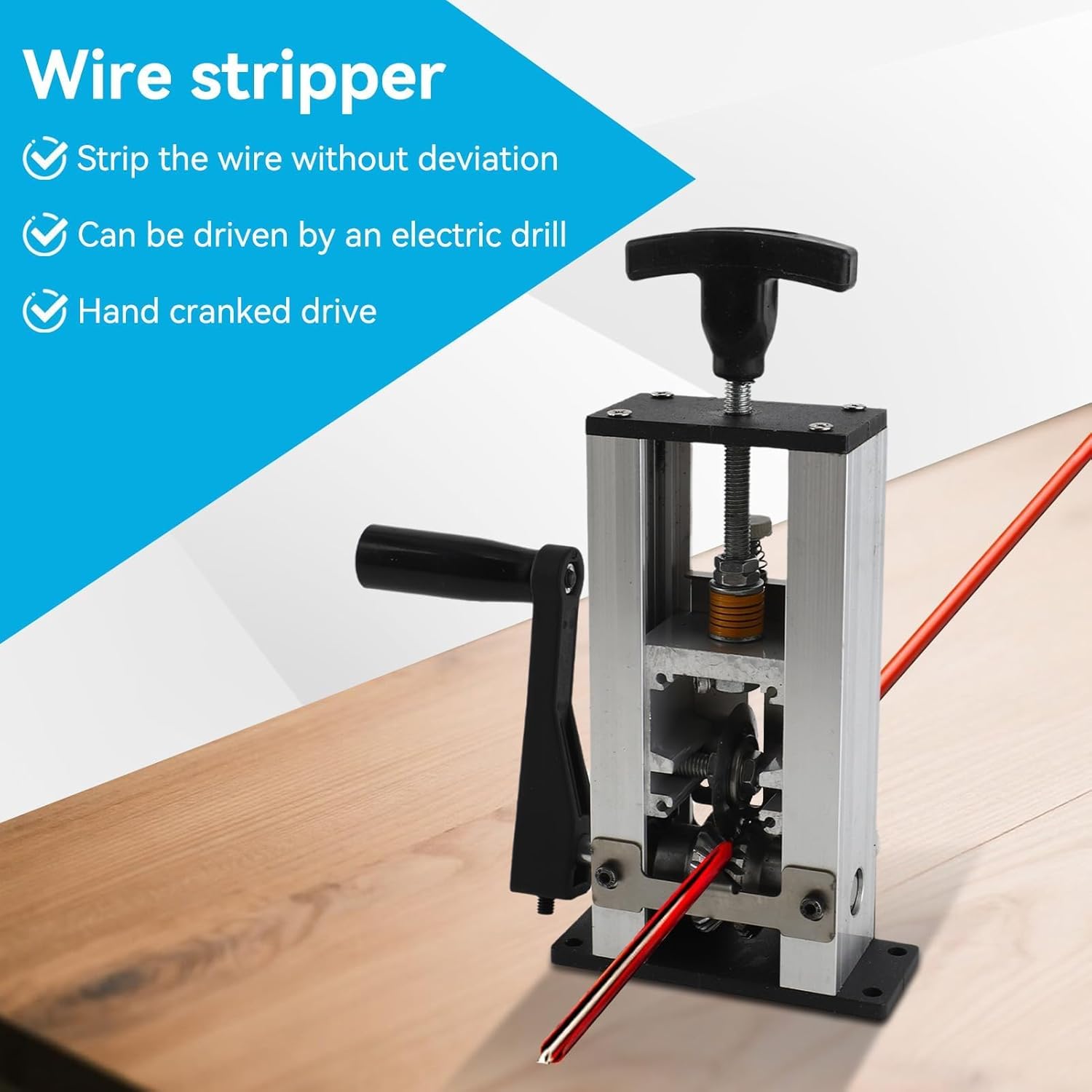 Wire Stripper for Drill, Manual Wire Stripping Machine Drill Wire Stripper with Hand Crank or Drill Powered for Scrap Copper Recycling