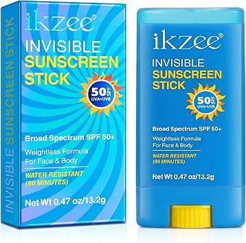 Invisible Sunscreen Stick SPF 50+, Solid State Broad Spectrum Moisturising Suncream, 13G Long-Lasting & Water-Resistant Sunblock for Face & Body