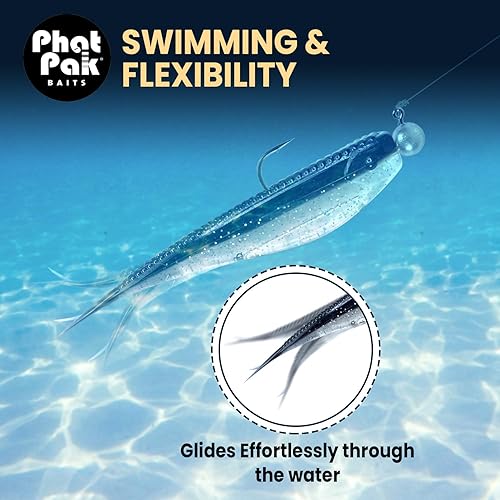 Miniatura 6 de Phat Pak Baits - Micro Drunkin Shad Tiny Fluke Style Damiki Soft Jerkbait 2.5" 30ct Soft Plastic BFS Bass Fishing Lure