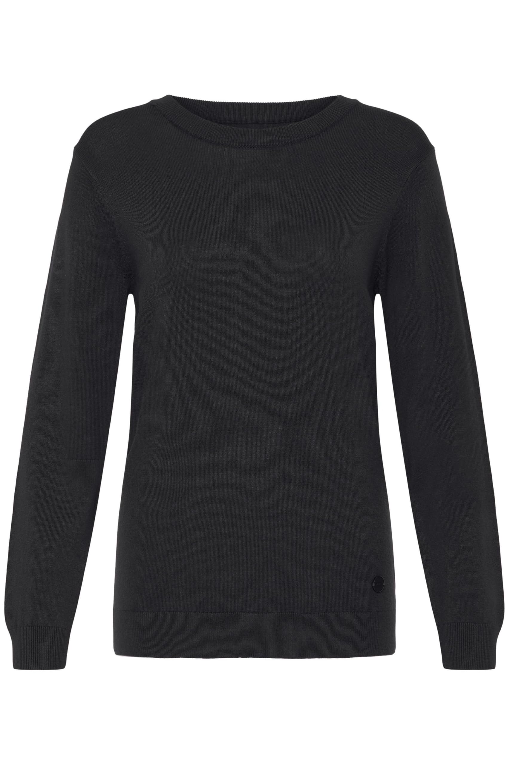 OXMO Oxaida Women's Knitted Jumper Fine Knit Pullover Figure-hugging, Black (194007), L