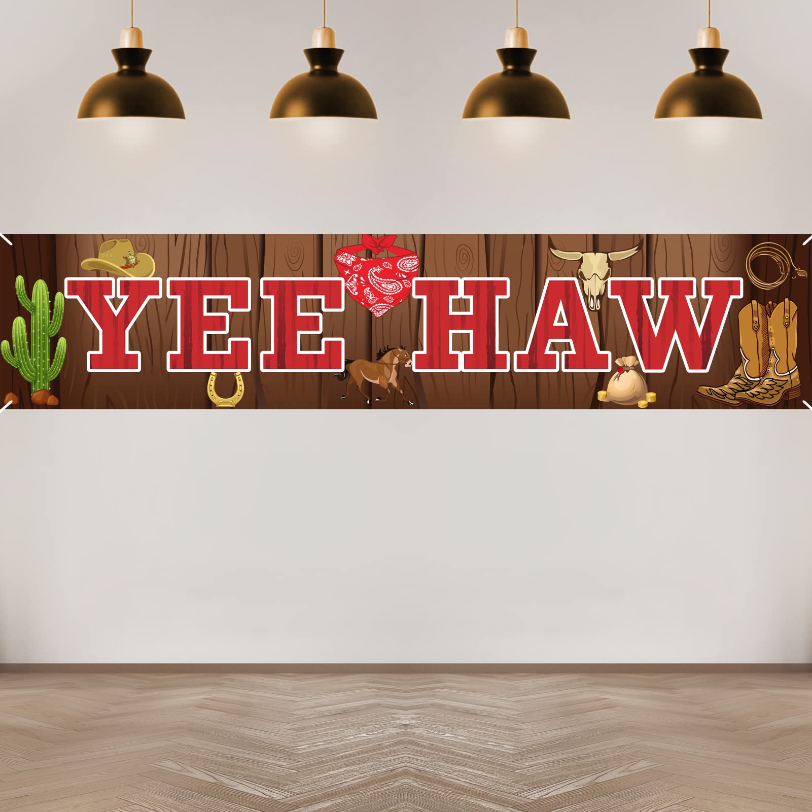 Bumqviy Western Cowboy Yee Haw Banner Party Decorations, Western Theme Cowboy Theme Birthday Banner Party Supplies, Wild West Cowboy Party Decor Photo Booth Props for Indoor Outdoor