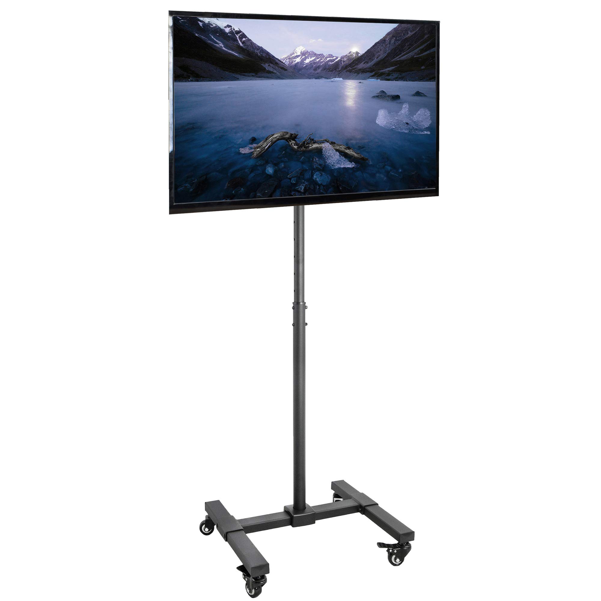 Mobile TV Display Stand for 13 to 42 inch LED LCD Flat Panel Screens, Rolling Floor Stand Height Adjustable Mount with Wheels STAND-TV07W