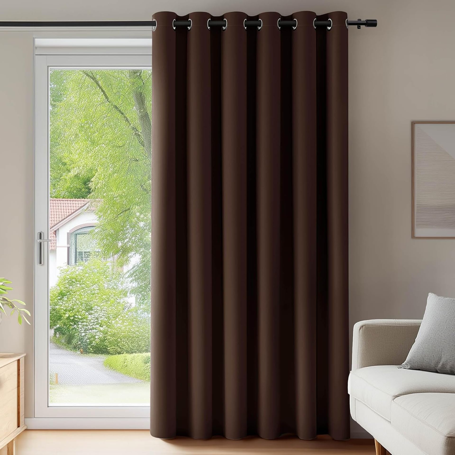 Rideau occultant cuisine et dressing marron anti bruit de 330 cm de haut