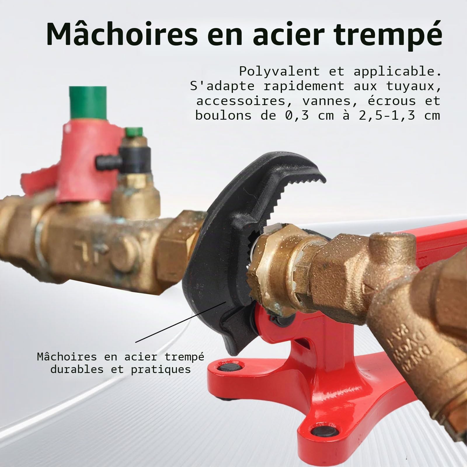 Qivine Étau de Serrage pour Tuyaux Portable en Aluminium, Support de Maintien pour Tube 1/8" à 1-1/2", Mâchoires en Acier Trempé Double V, Étau de Plomberie Léger pour Serrage, Coupe