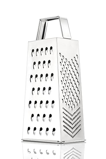 Steel 4 in 1 Grater and Slicer with 4 Sides for Cheese, Vegetables, Ginger, Garlic (Silver)