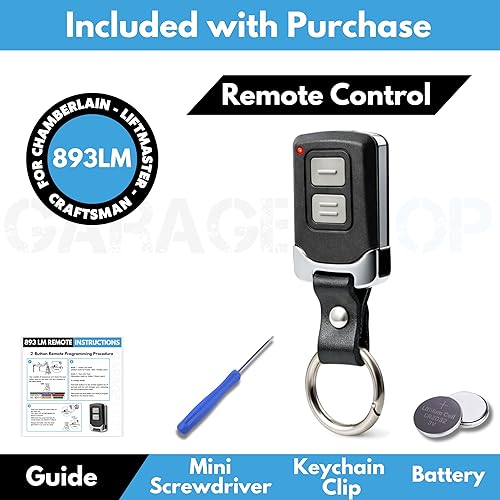 Miniatura 5 de 1 mini para LiftMaster Chamberlain Craftsman para puerta de garaje, 893LM 893Max 891LM 371LM 373LM 971LM 973LM 973LM, llavero de 2 botones