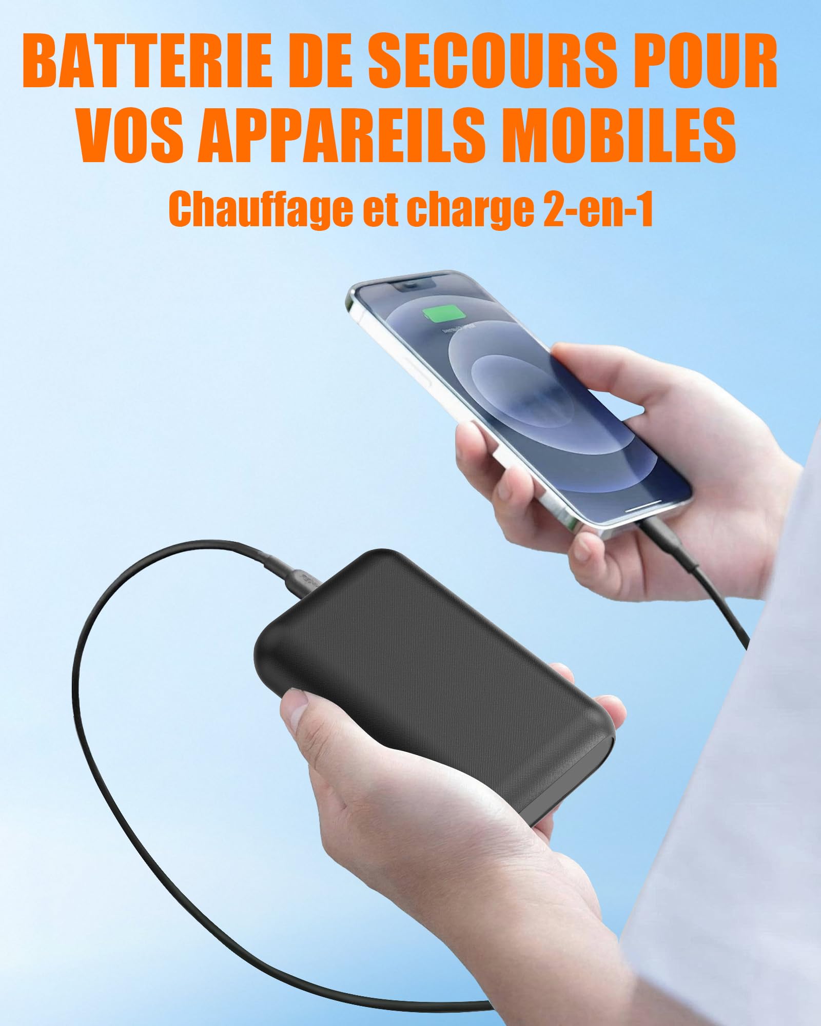 7,4 V DC 20000 mAh Batteria per Gilet Riscaldato – Power Bank di Ricambio per Giacca, Cappotto, Pantaloni e Biancheria intima Riscaldati