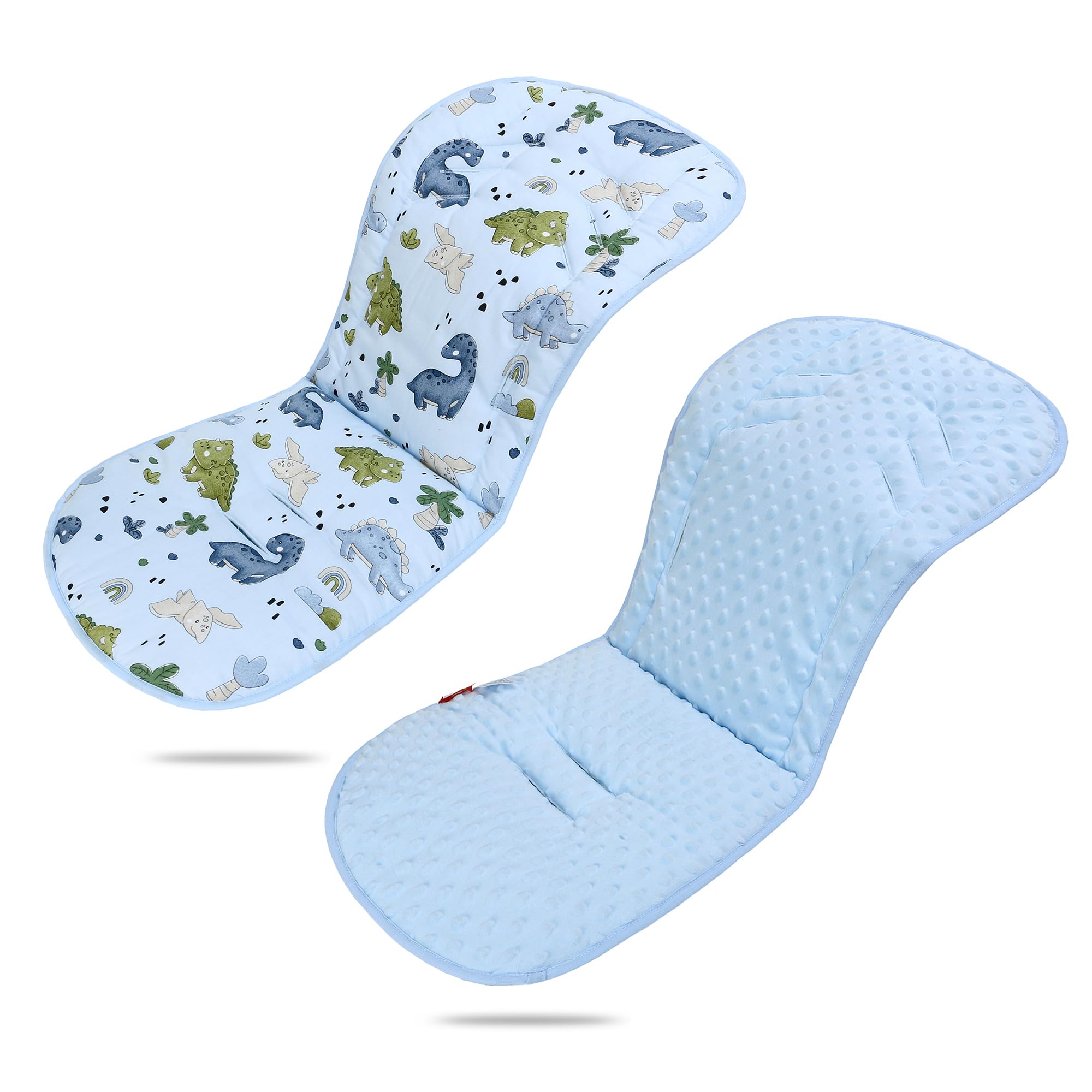 Baby Pushchair Seat Liners,Universal Double-Sided Pram Seat Liner,Baby Stroller Liner Pad Seat Cover Seat Cushion for Toddler Infant,Reversible for Pushchairs & Strollers,37x80cm (Dinosaur+Baby Blue)