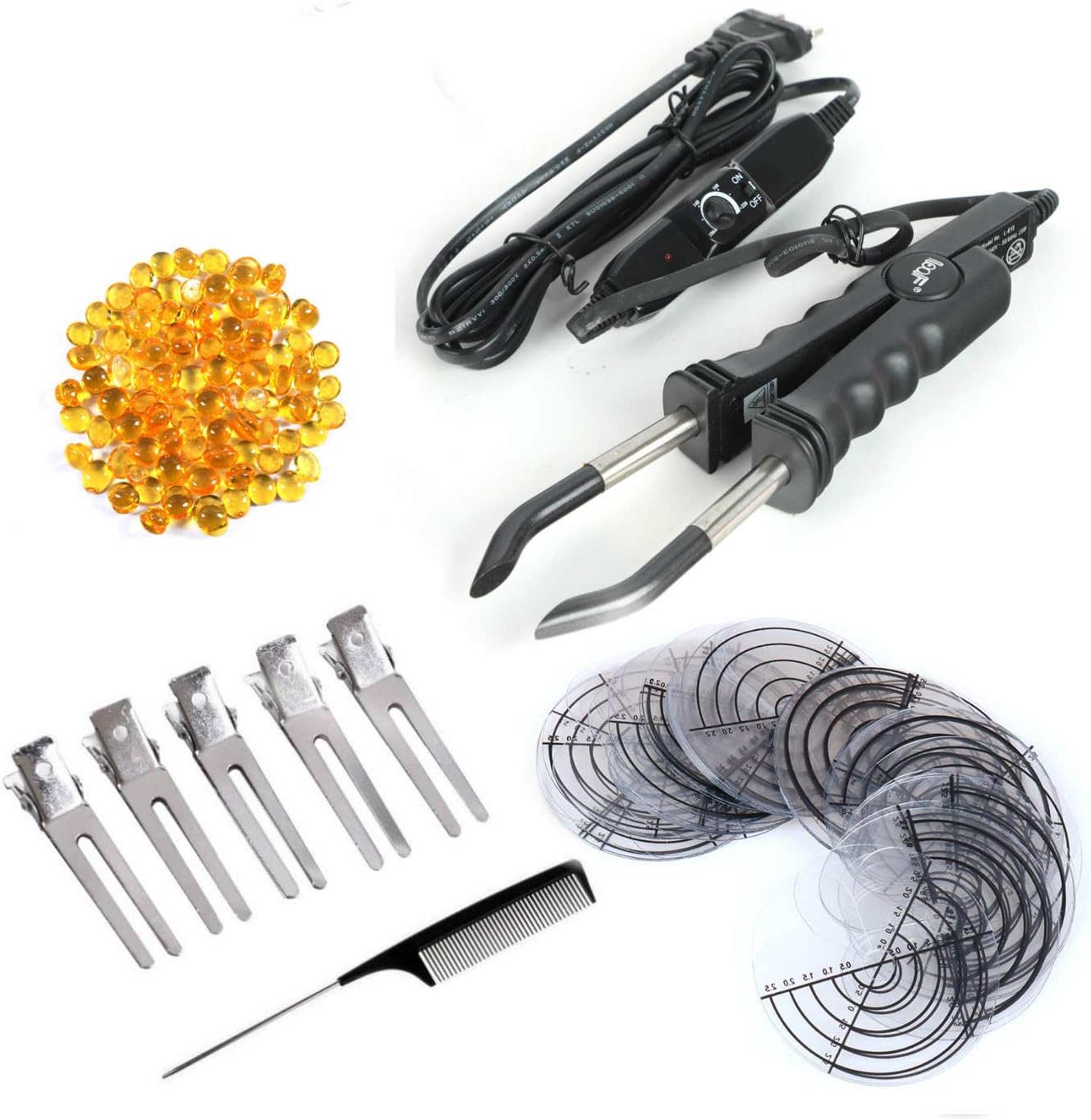 Profesional Hair Extension Iron Keratin Bonding Tools Fusion Heat Connector Ajustable Temperature Fusion Heat Connector (Black)