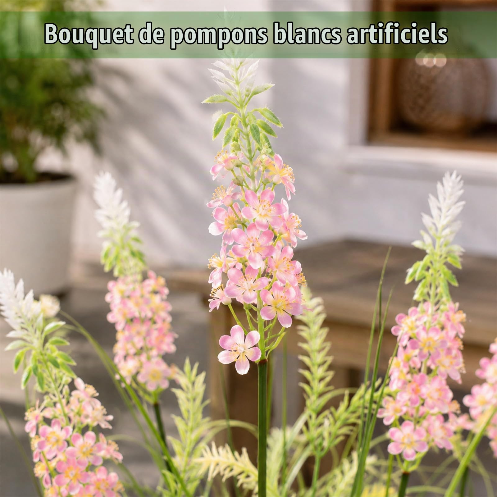 Plante Artificielle de 90cm avec Trois Fleurs Plantes Artificielles Interieur Fausse Plante Exterieur pour Decoration Salon Deco Maison Jardin Bureau Mariage Cadeau de Crémaillère (Lot de 2)