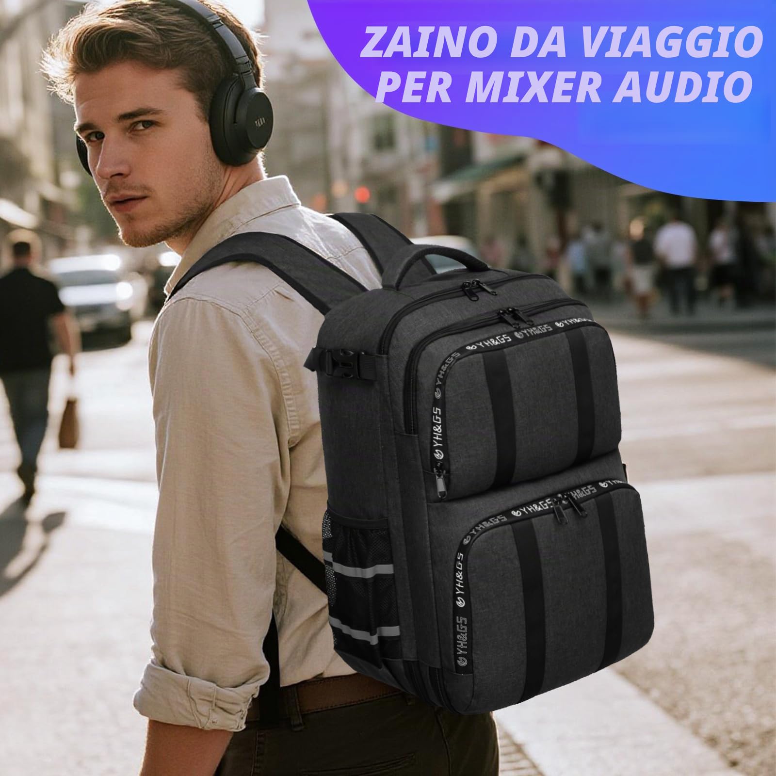 RUCYEN Custodia da viaggio per mixer audio, zaino per mixer DJ compatibile con RODECaster Pro, RODECaster Pro II, RC Duo, custodia per podcast per microfoni e altre attrezzature per podcast