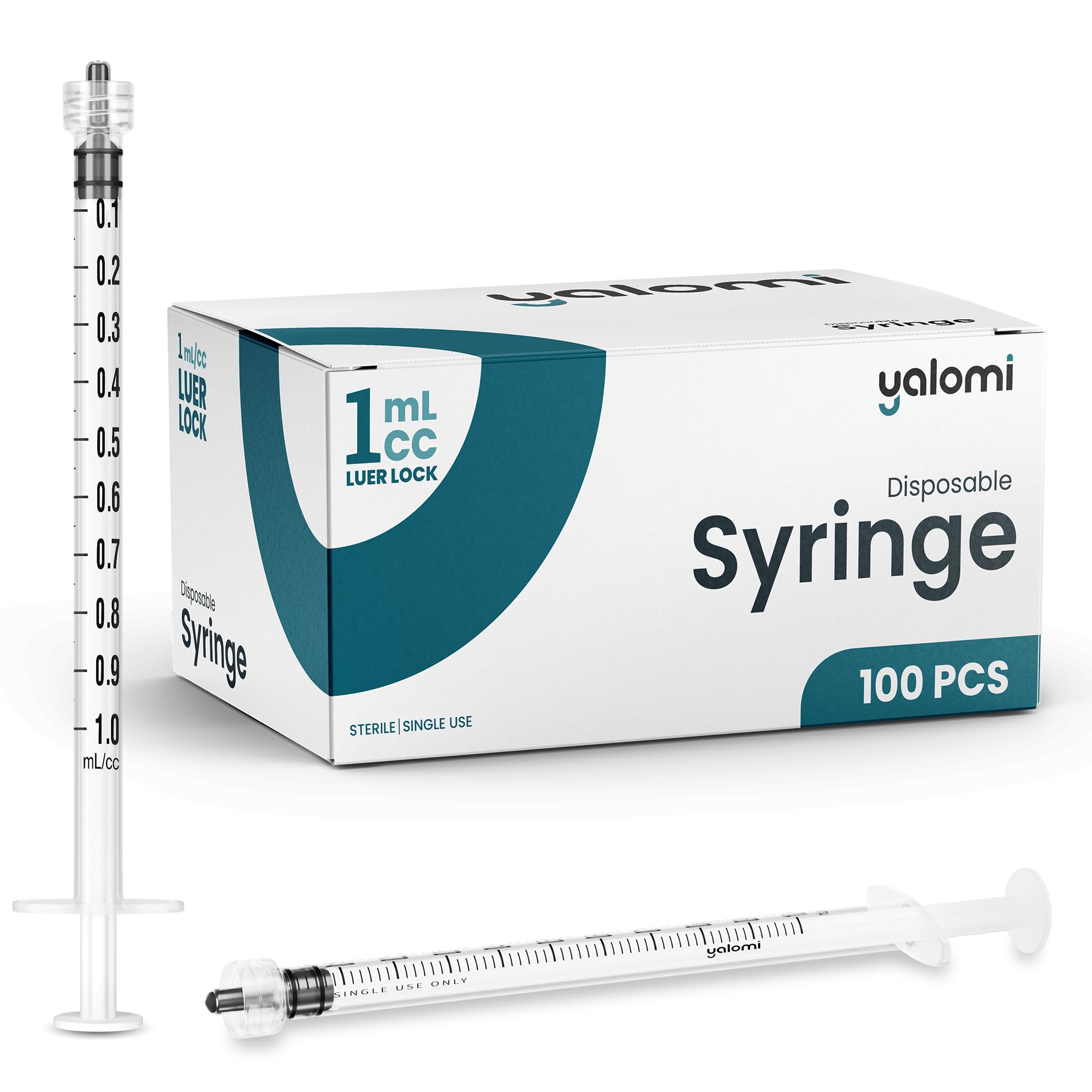 Yalomi 1mL Luer Lock Syringe 100 Pack