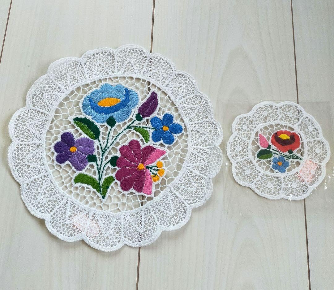 Amazon｜東欧雑貨 ハンガリー カロチャ刺繍 ドイリー 花瓶敷き