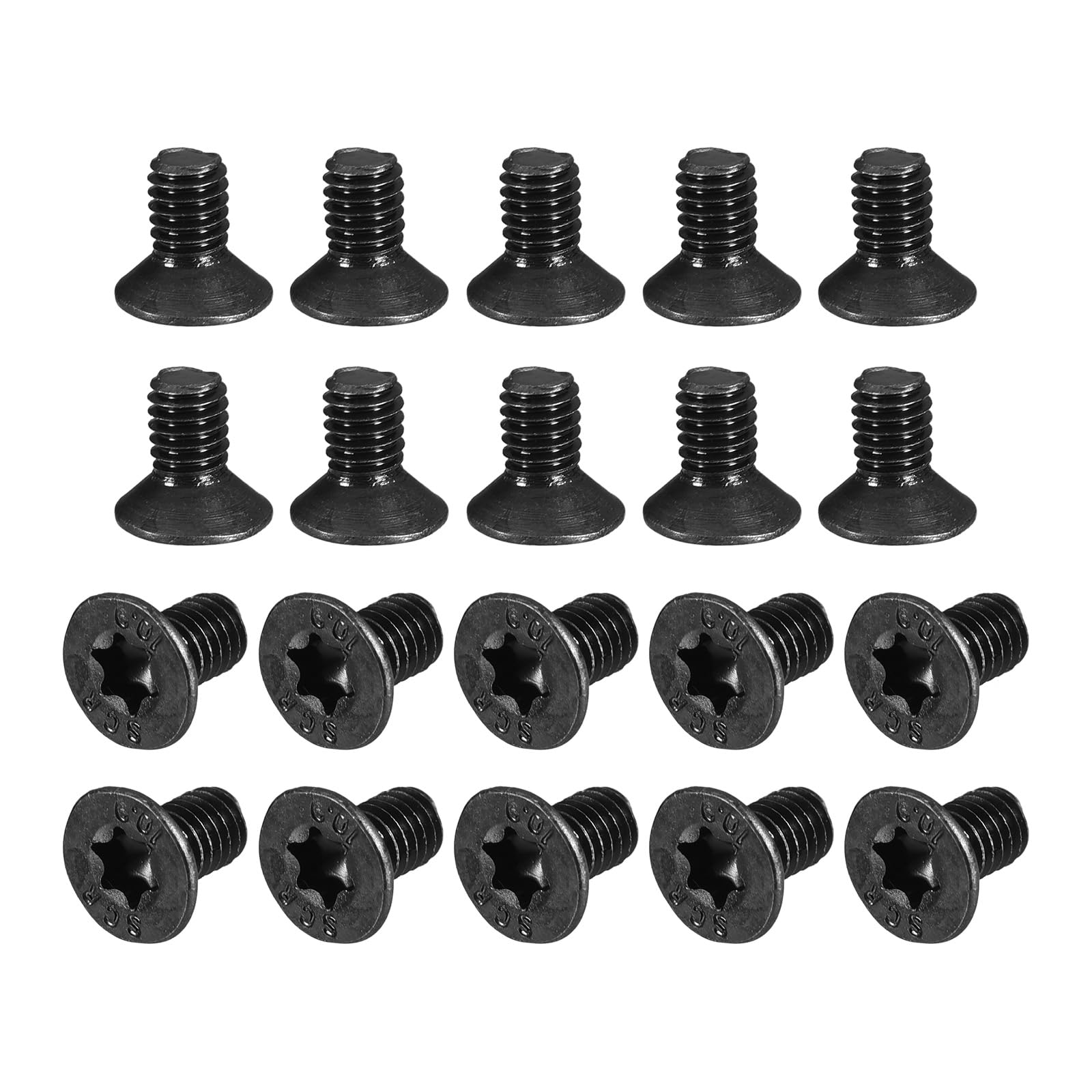 uxcell M4-0.7x8mm Flat Head Torx Anti Theft Machine Screws, 100Pcs 10.9 Grade Alloy Steel, Torx Drive, Countersunk Head, Full Thread, Black Oxide