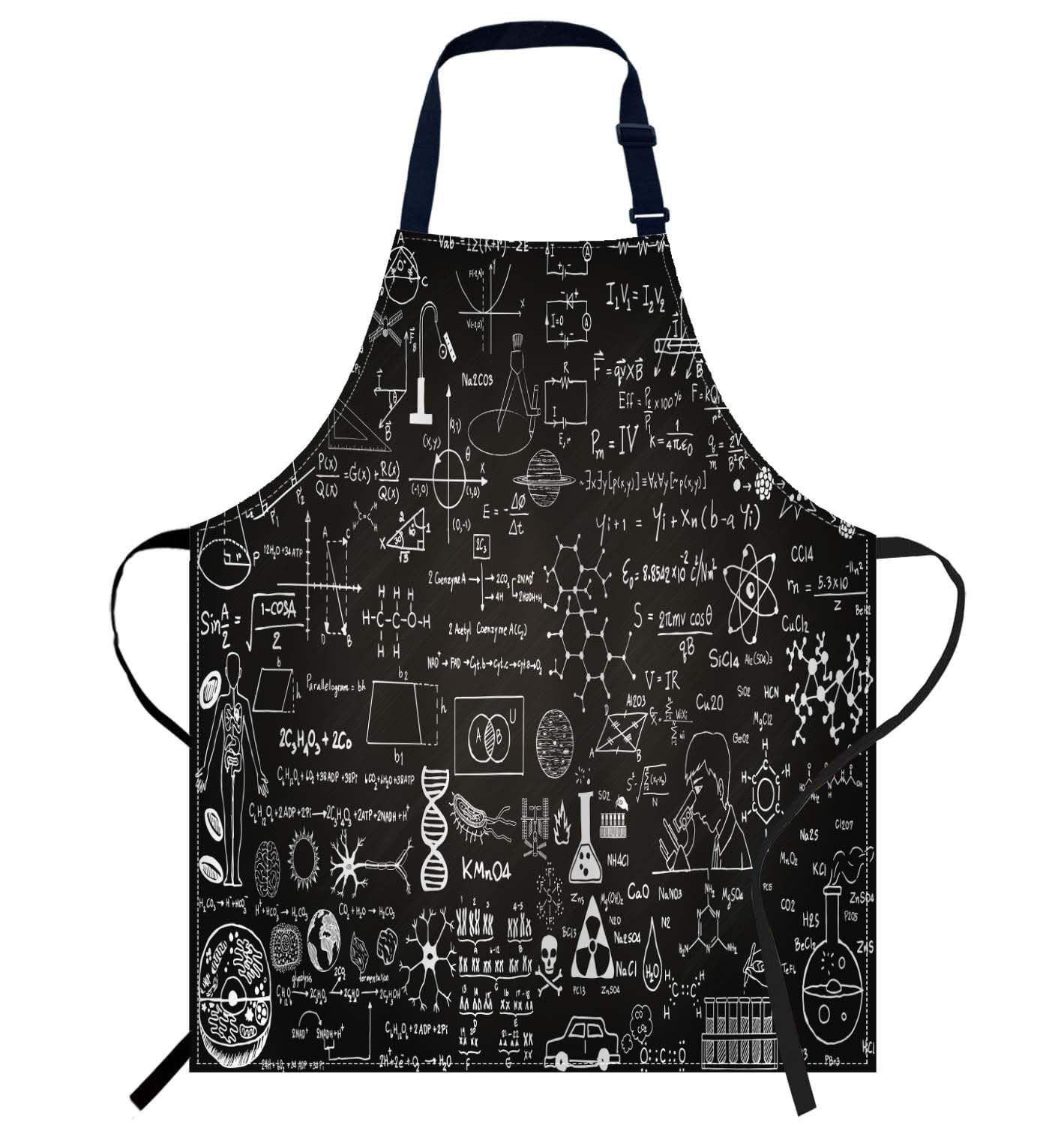 oFloral Science Formulas Bib Apron with Adjustable Neck for Men Women,Suitable for Home Kitchen Cooking Waitress Chef Grill Bistro Baking BBQ Apron